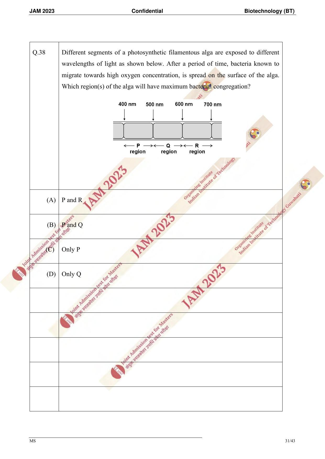 JAM 2023: BT Question Paper - Page 29