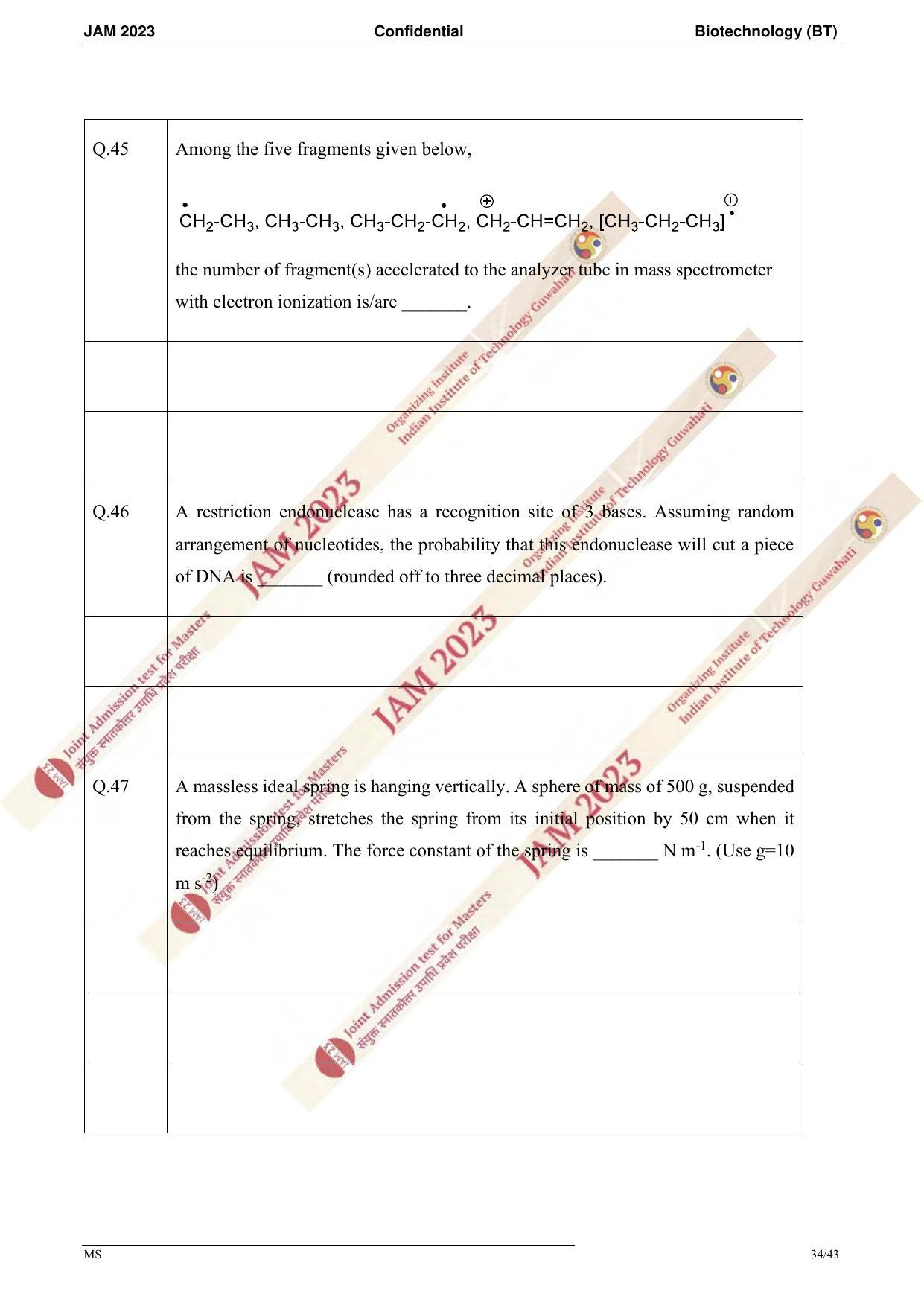 JAM 2023: BT Question Paper - Page 32