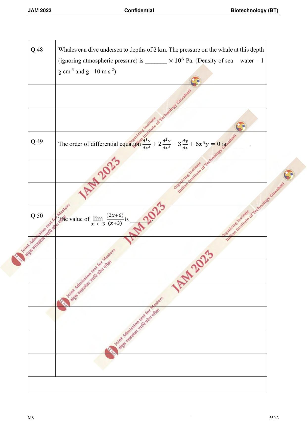 JAM 2023: BT Question Paper - Page 33