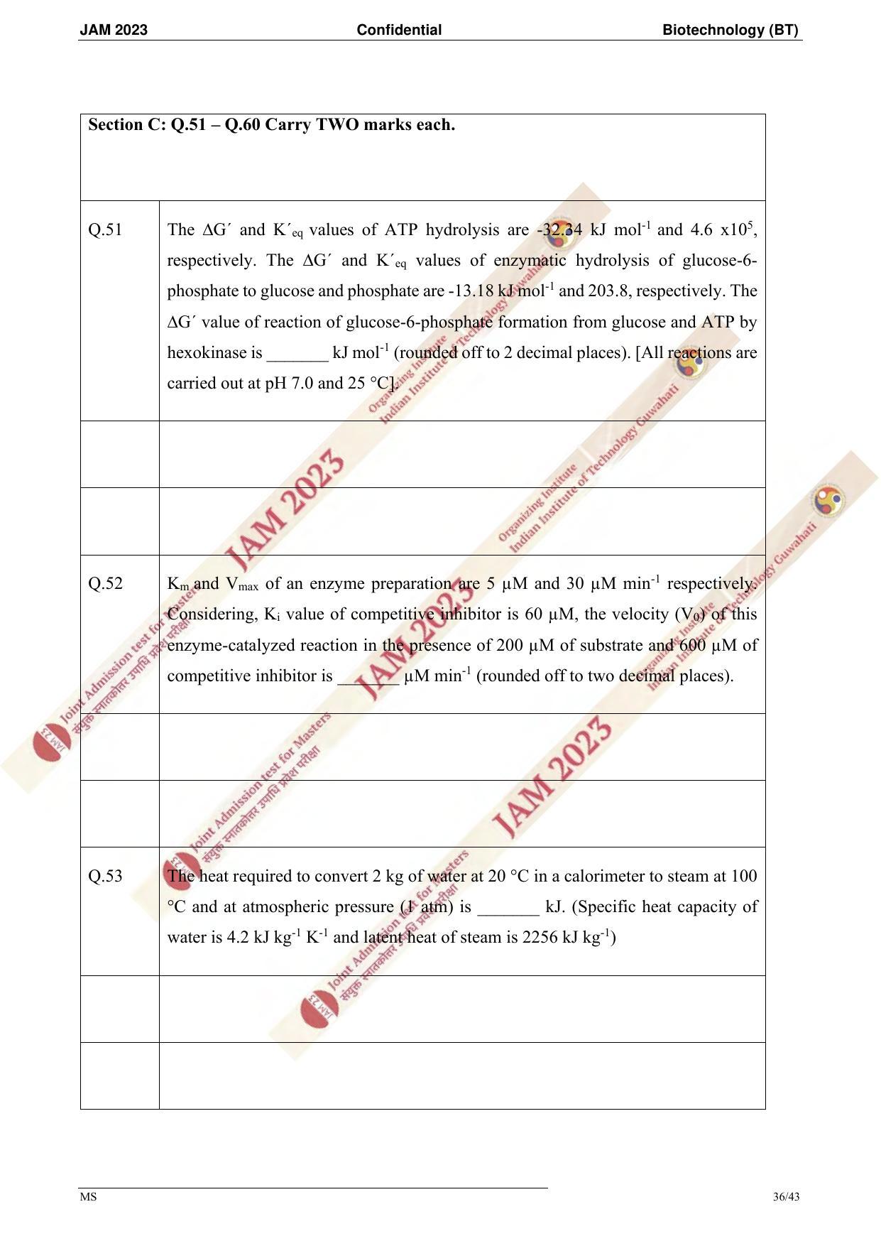 JAM 2023: BT Question Paper - Page 34