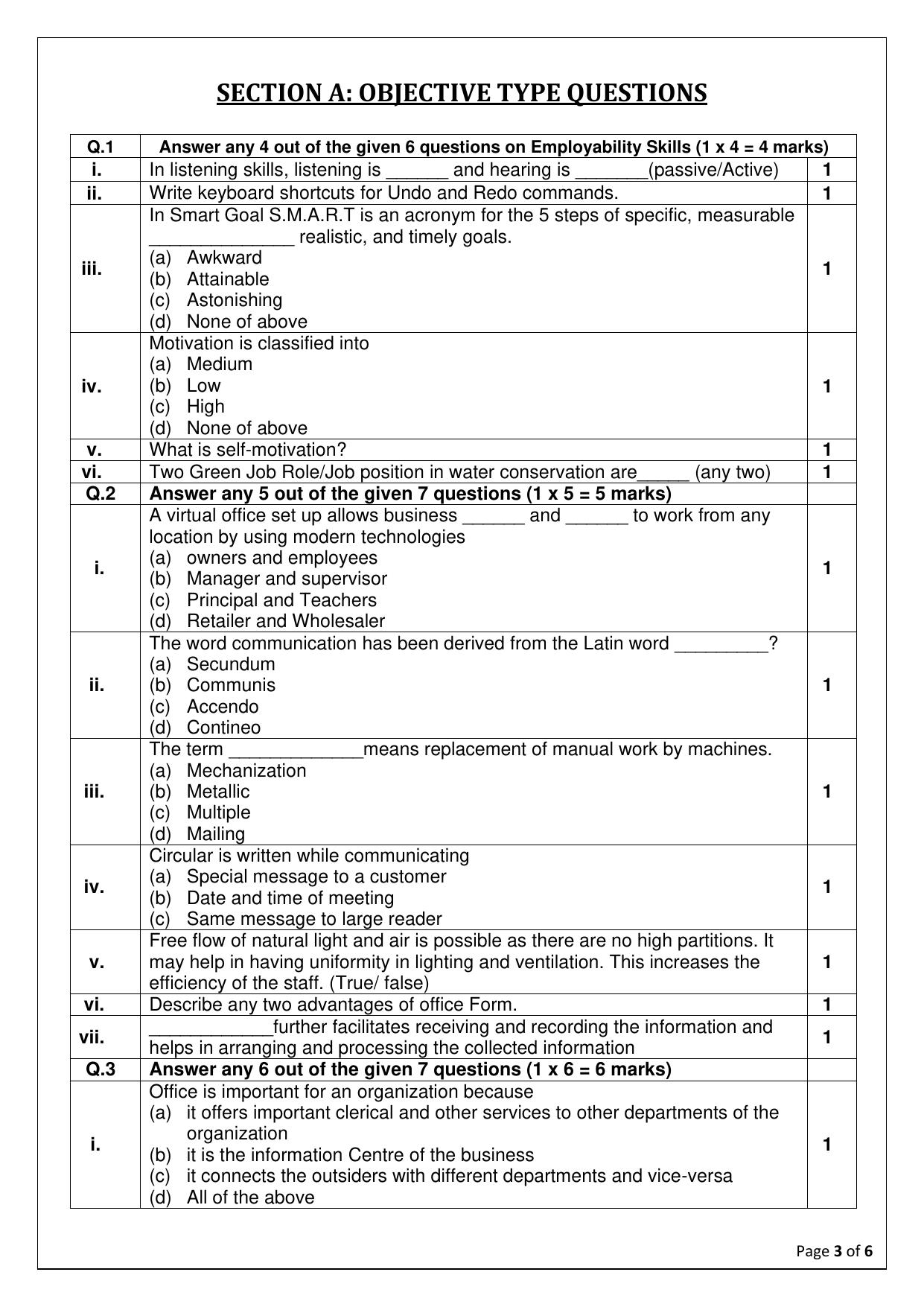 CBSE Class 11: Office Procedures & Practices 2025 Sample Paper - Page 3