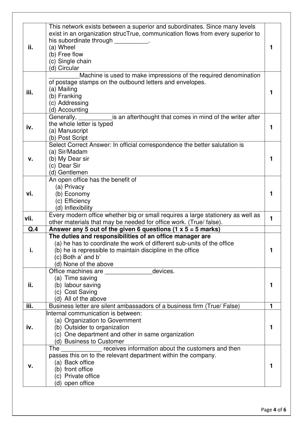 CBSE Class 11: Office Procedures & Practices 2025 Sample Paper - Page 4