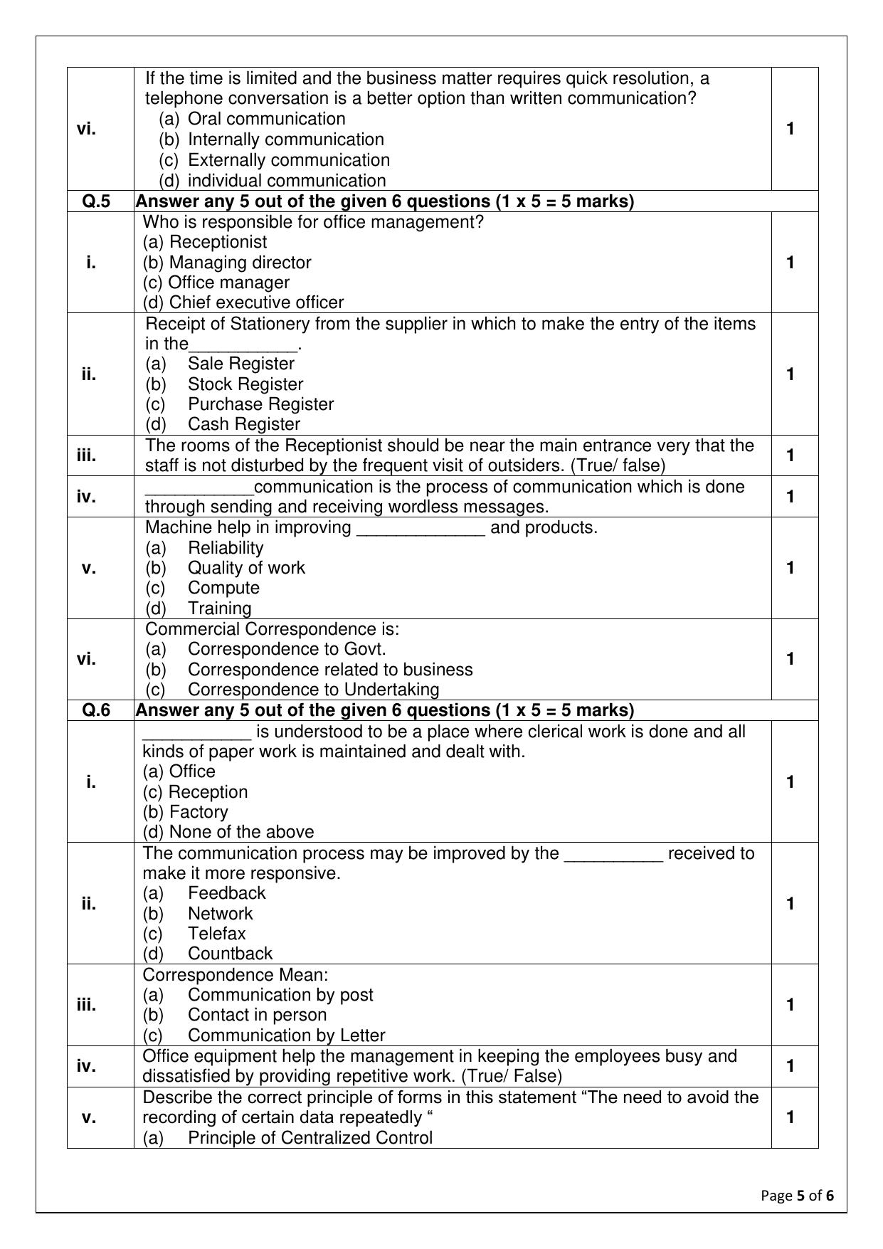 CBSE Class 11: Office Procedures & Practices 2025 Sample Paper - Page 5