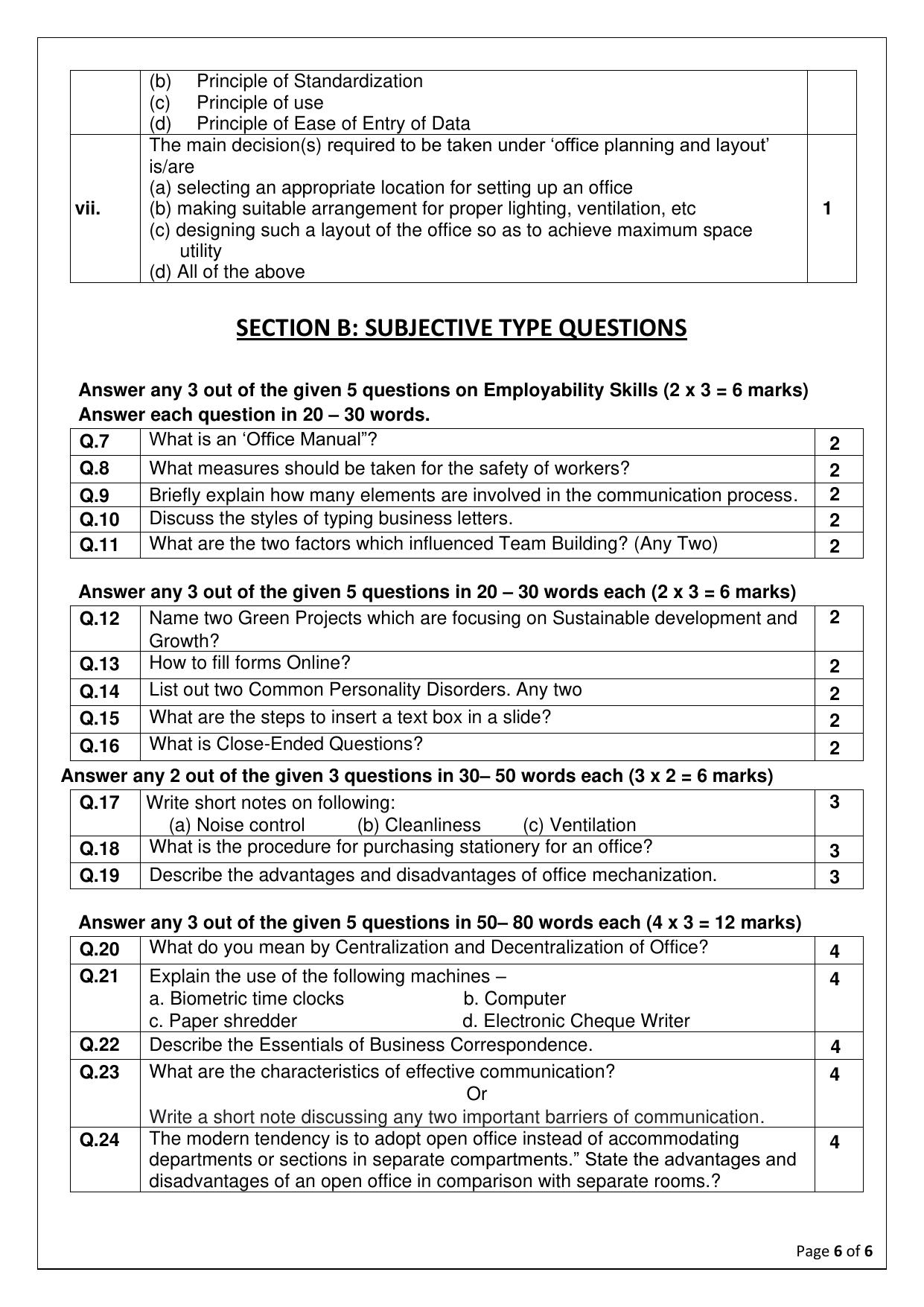 CBSE Class 11: Office Procedures & Practices 2025 Sample Paper - Page 6