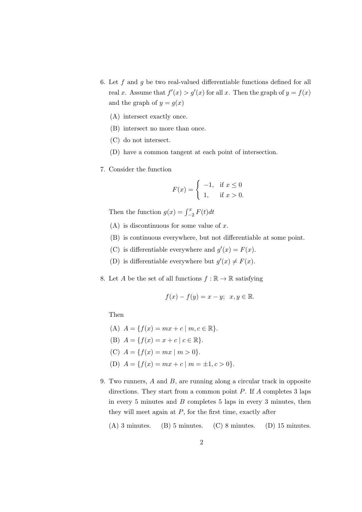 ISI Admission Test PG Diploma in Statistical Methods and Analytics DST 2017 Sample Paper - Page 2