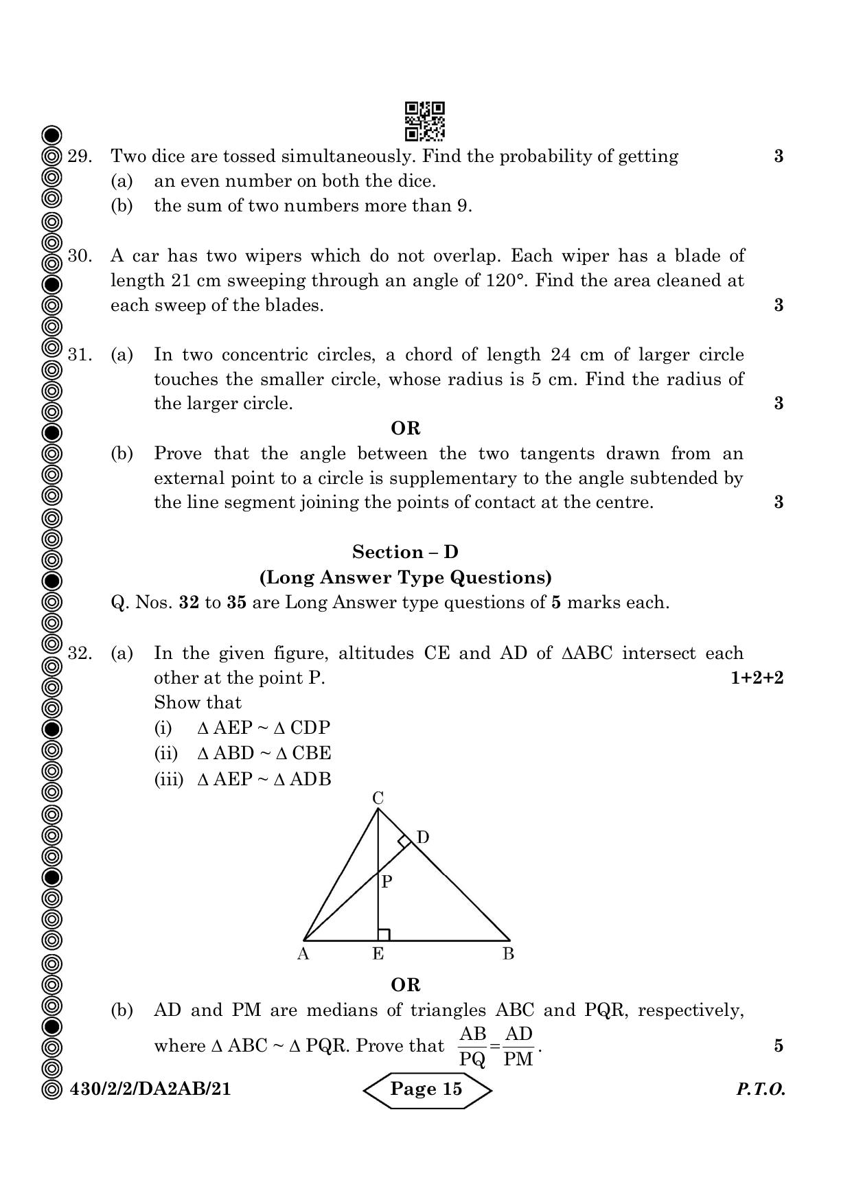 CBSE Class 10 430-2-2 Mathematics Basic 2024 Question Paper - Page 15