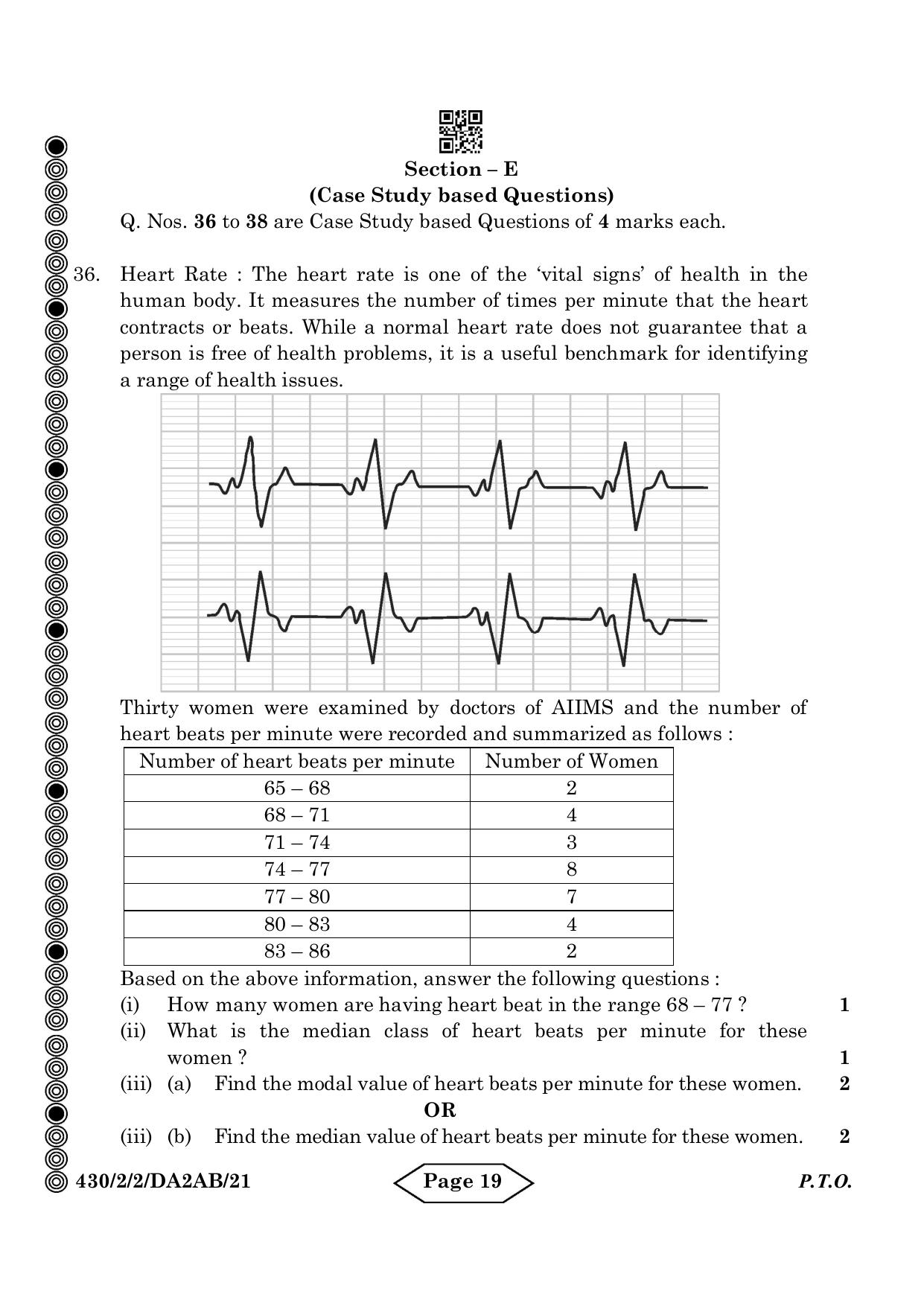 CBSE Class 10 430-2-2 Mathematics Basic 2024 Question Paper - Page 19