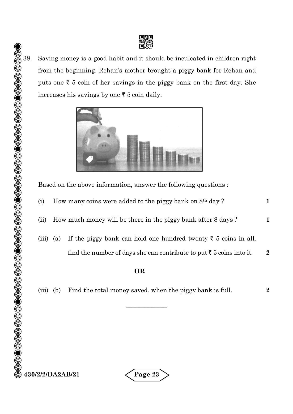 CBSE Class 10 430-2-2 Mathematics Basic 2024 Question Paper - Page 23