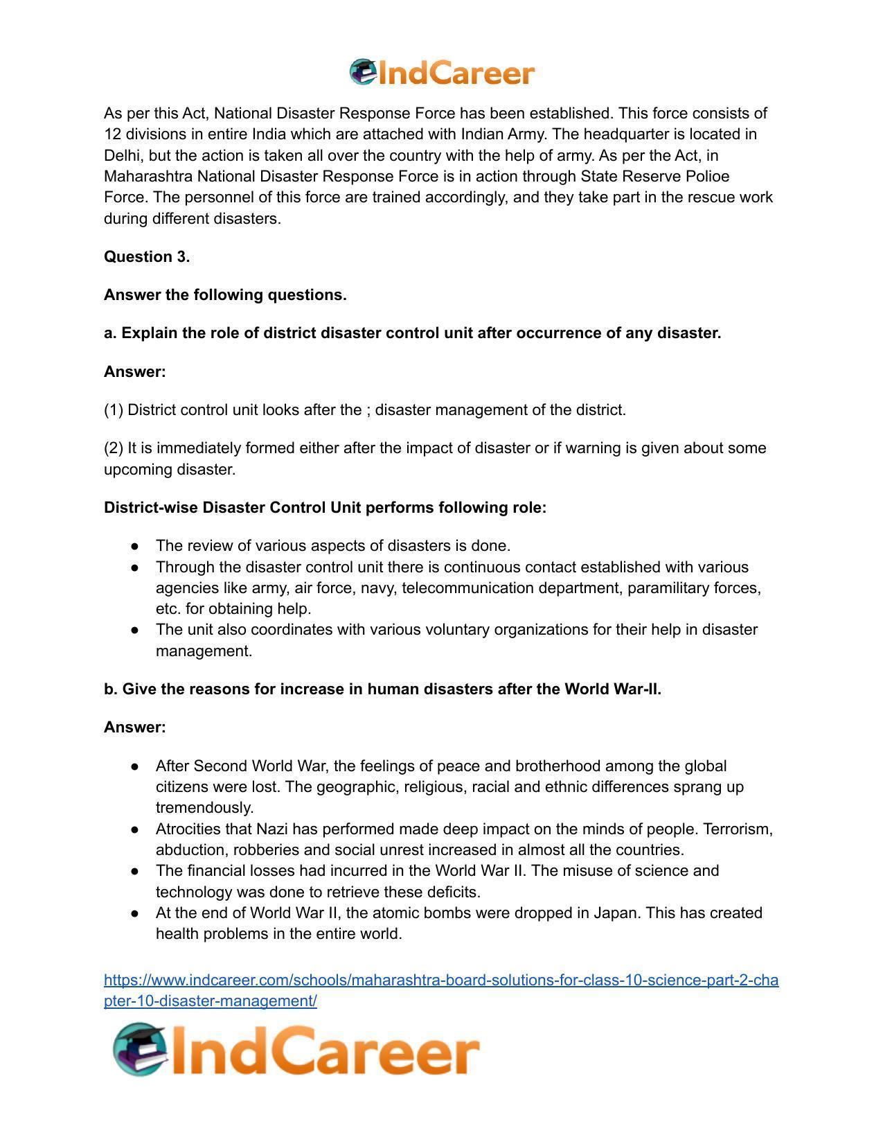 Maharashtra Board Solutions for Class 10- Science (Part 2): Chapter 10- Disaster Management - Page 7