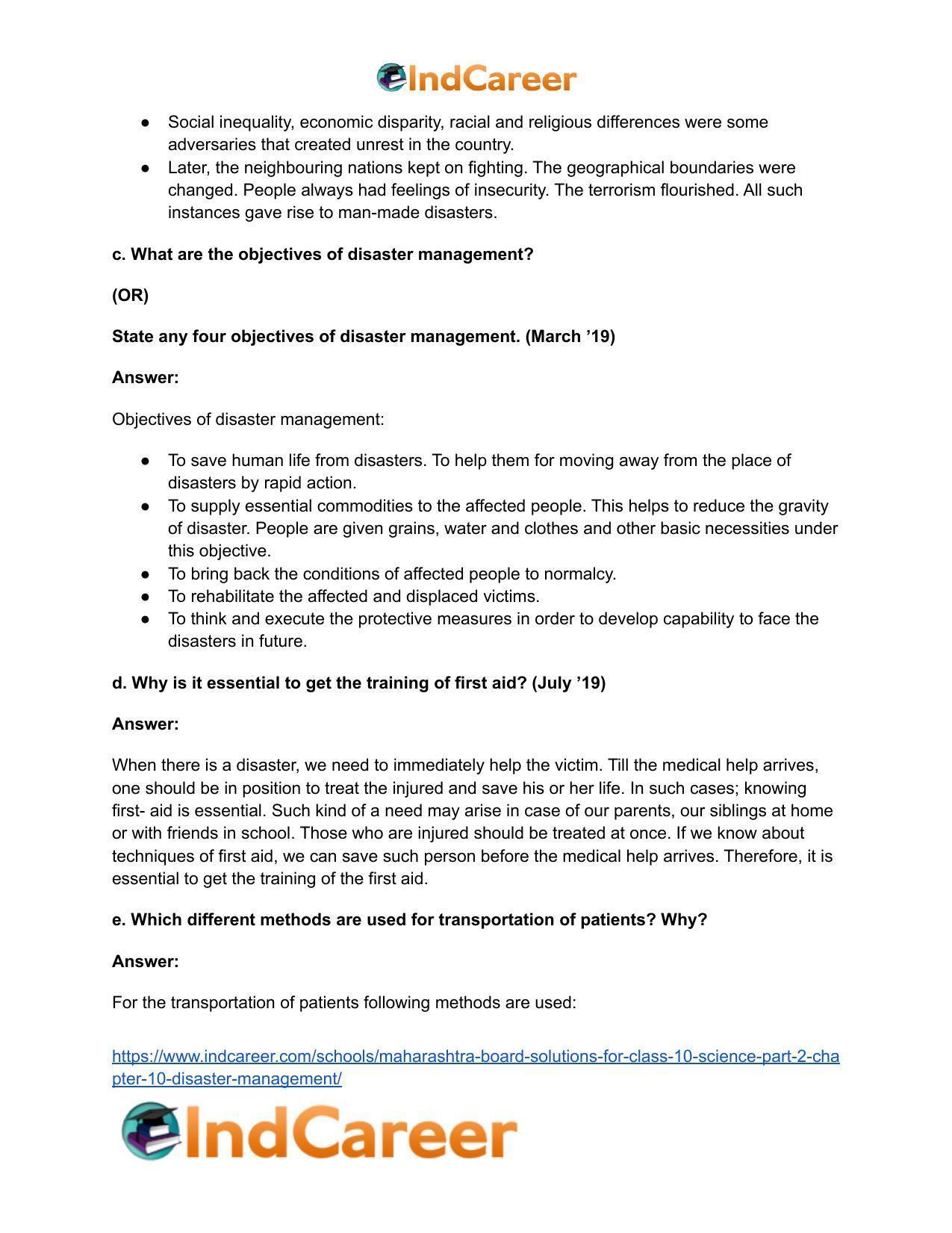 Maharashtra Board Solutions for Class 10- Science (Part 2): Chapter 10- Disaster Management - Page 8