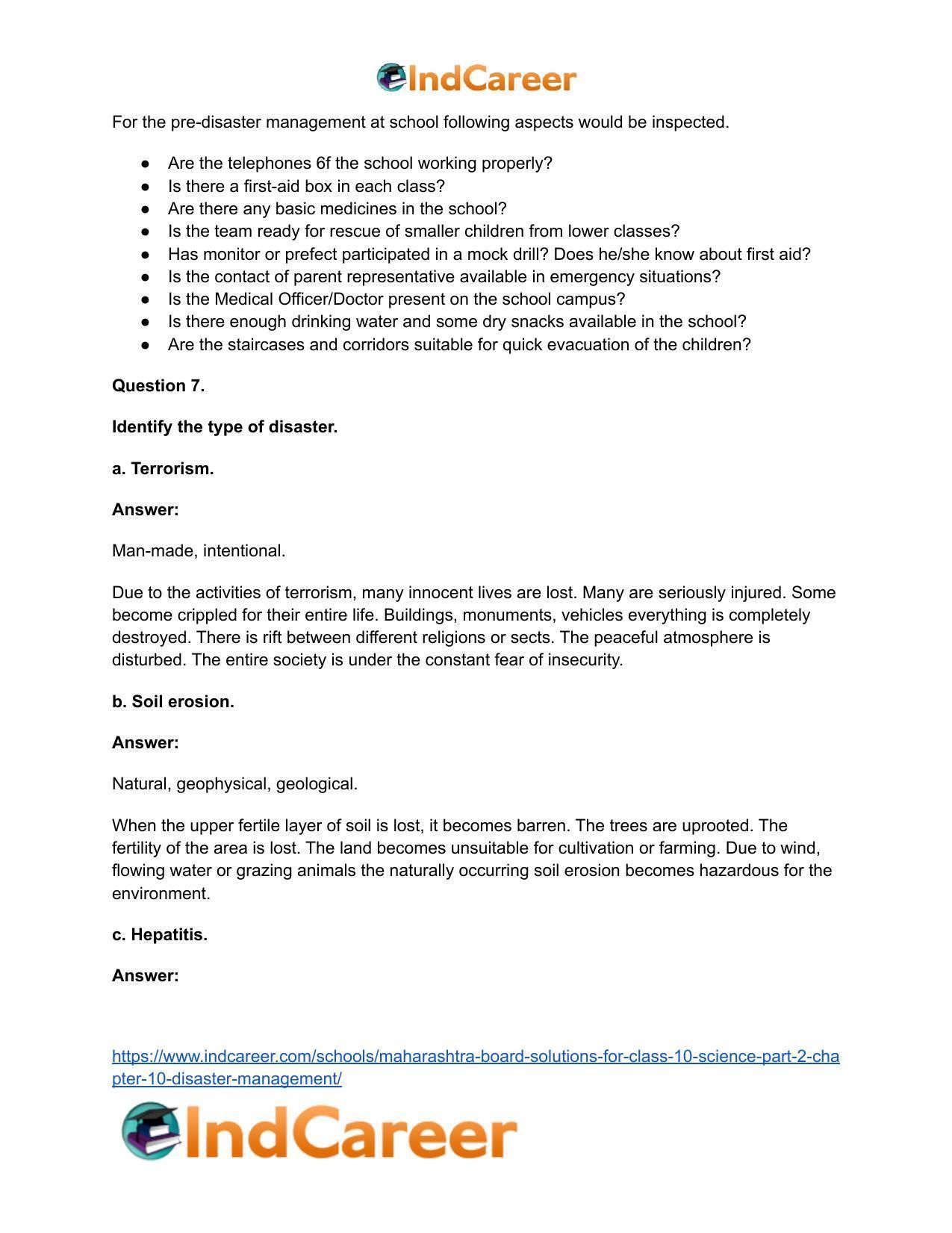 Maharashtra Board Solutions for Class 10- Science (Part 2): Chapter 10- Disaster Management - Page 11