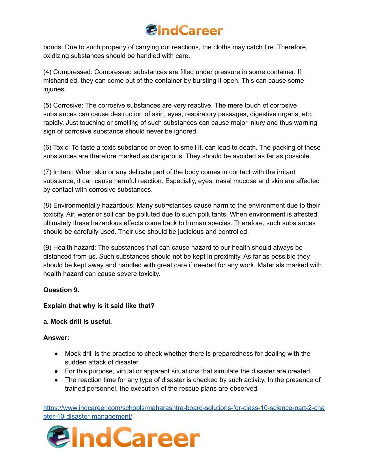 Maharashtra Board Solutions for Class 10- Science (Part 2): Chapter 10- Disaster Management - Page 14
