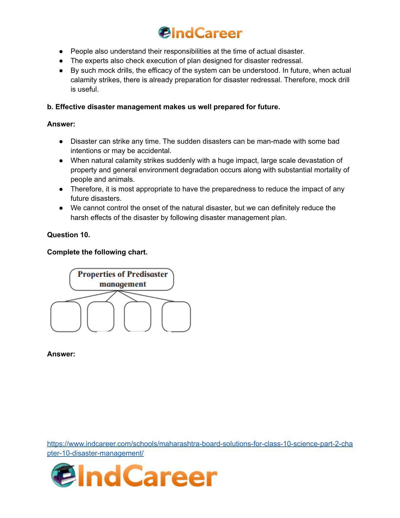 Maharashtra Board Solutions for Class 10- Science (Part 2): Chapter 10- Disaster Management - Page 15