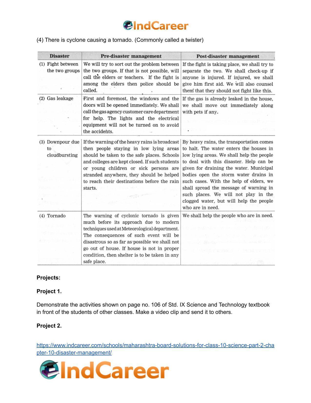 Maharashtra Board Solutions for Class 10- Science (Part 2): Chapter 10- Disaster Management - Page 17
