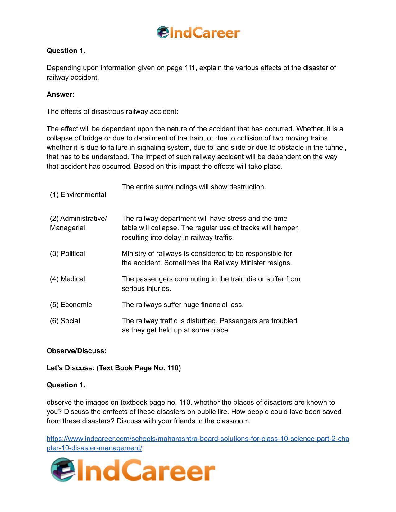 Maharashtra Board Solutions for Class 10- Science (Part 2): Chapter 10- Disaster Management - Page 19