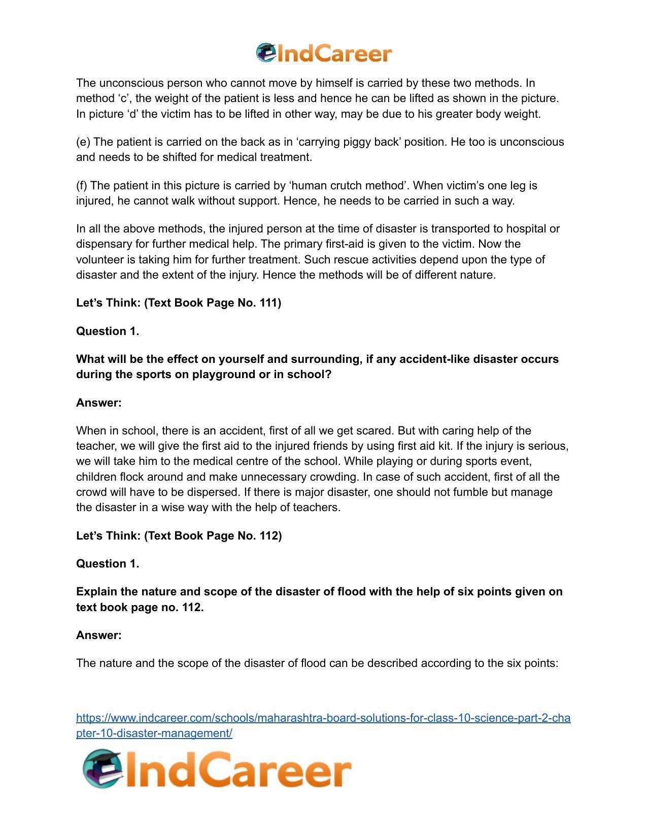 Maharashtra Board Solutions for Class 10- Science (Part 2): Chapter 10- Disaster Management - Page 23
