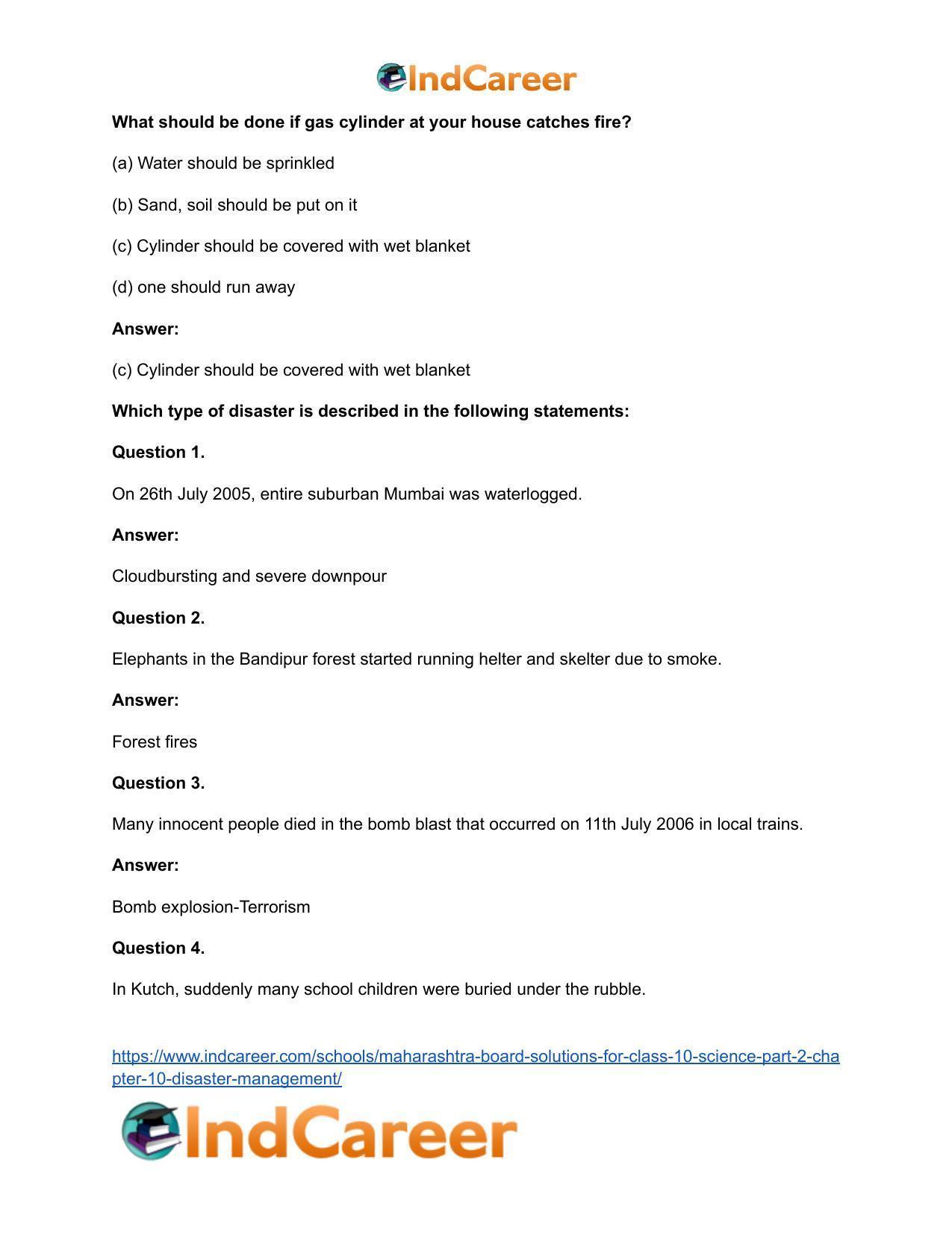 Maharashtra Board Solutions for Class 10- Science (Part 2): Chapter 10- Disaster Management - Page 30