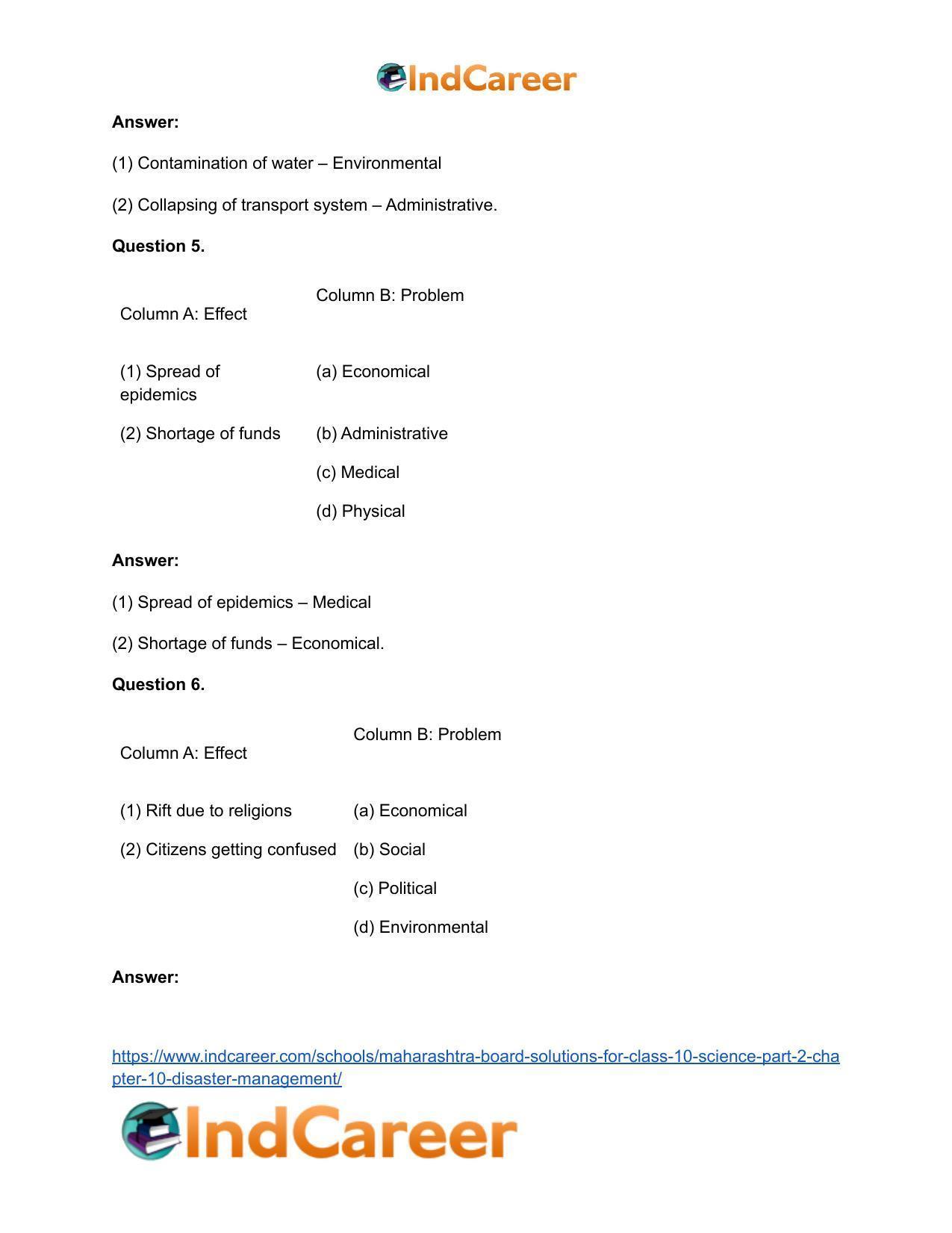Maharashtra Board Solutions for Class 10- Science (Part 2): Chapter 10- Disaster Management - Page 34