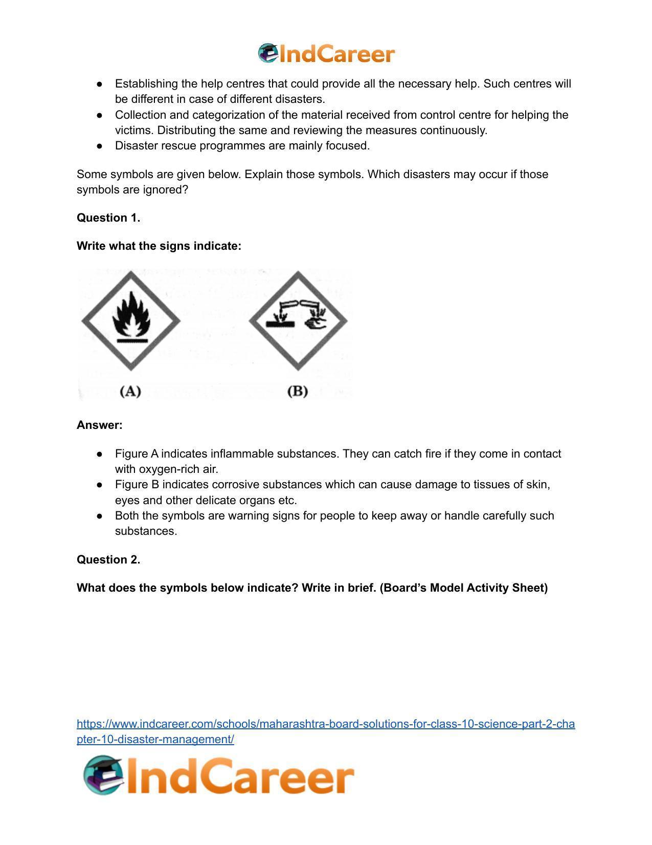 Maharashtra Board Solutions for Class 10- Science (Part 2): Chapter 10- Disaster Management - Page 39