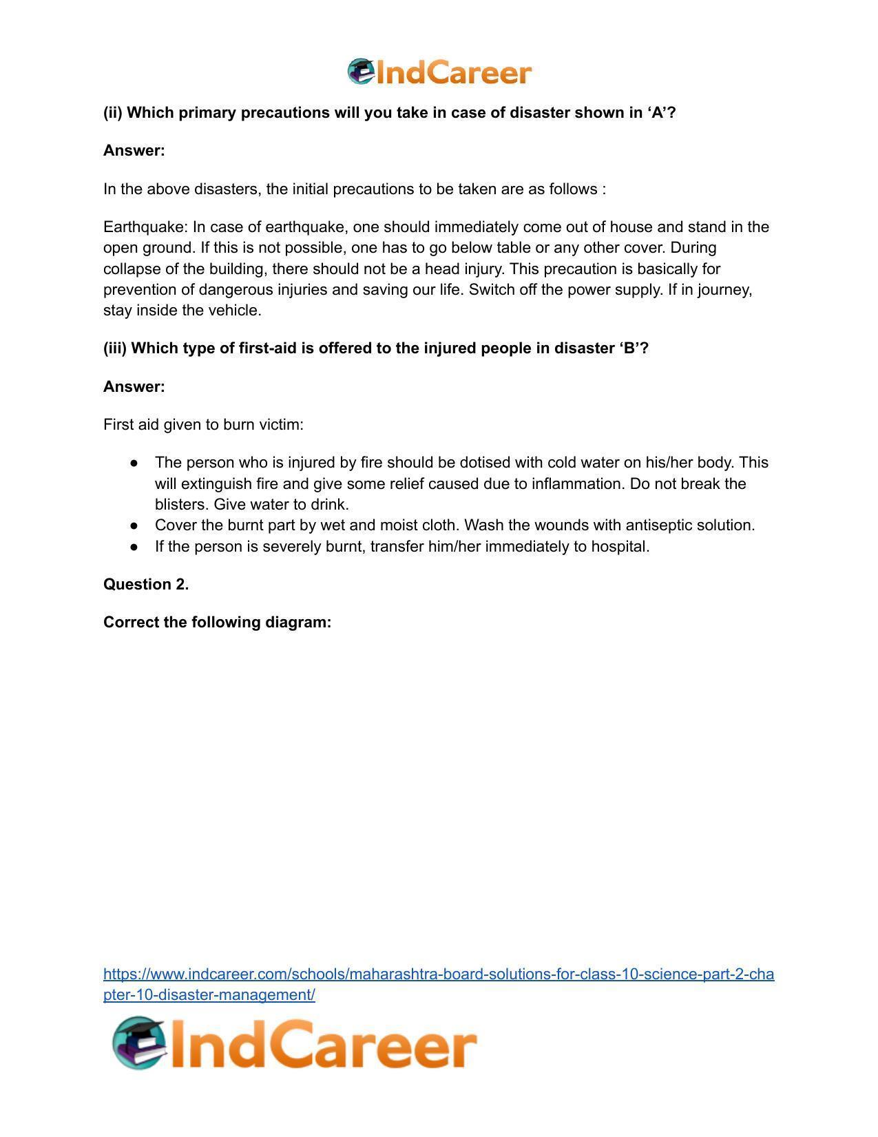 Maharashtra Board Solutions for Class 10- Science (Part 2): Chapter 10- Disaster Management - Page 44