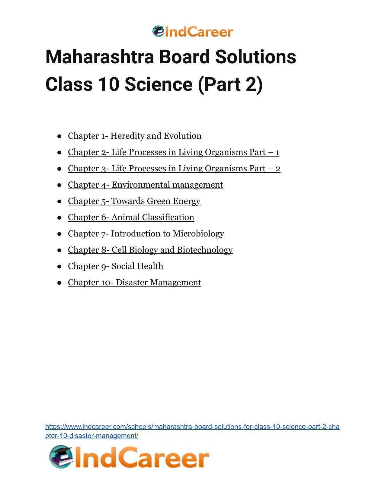 Maharashtra Board Solutions for Class 10- Science (Part 2): Chapter 10- Disaster Management - Page 48