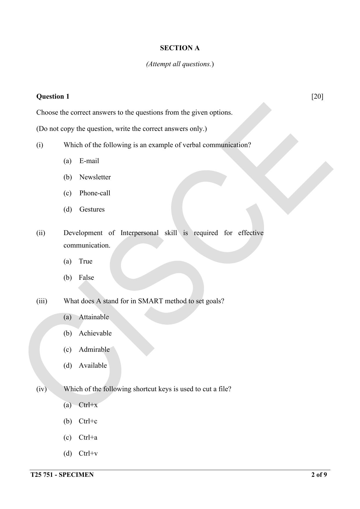 ICSE Class 10 2025 Early Years Physical Activity Facilitator (QP & MS) Specimen Paper - Page 2