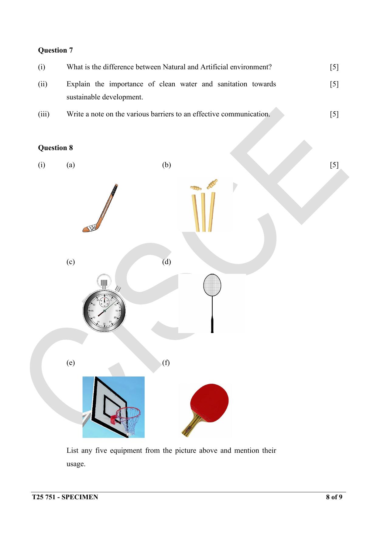 ICSE Class 10 2025 Early Years Physical Activity Facilitator (QP & MS) Specimen Paper - Page 8