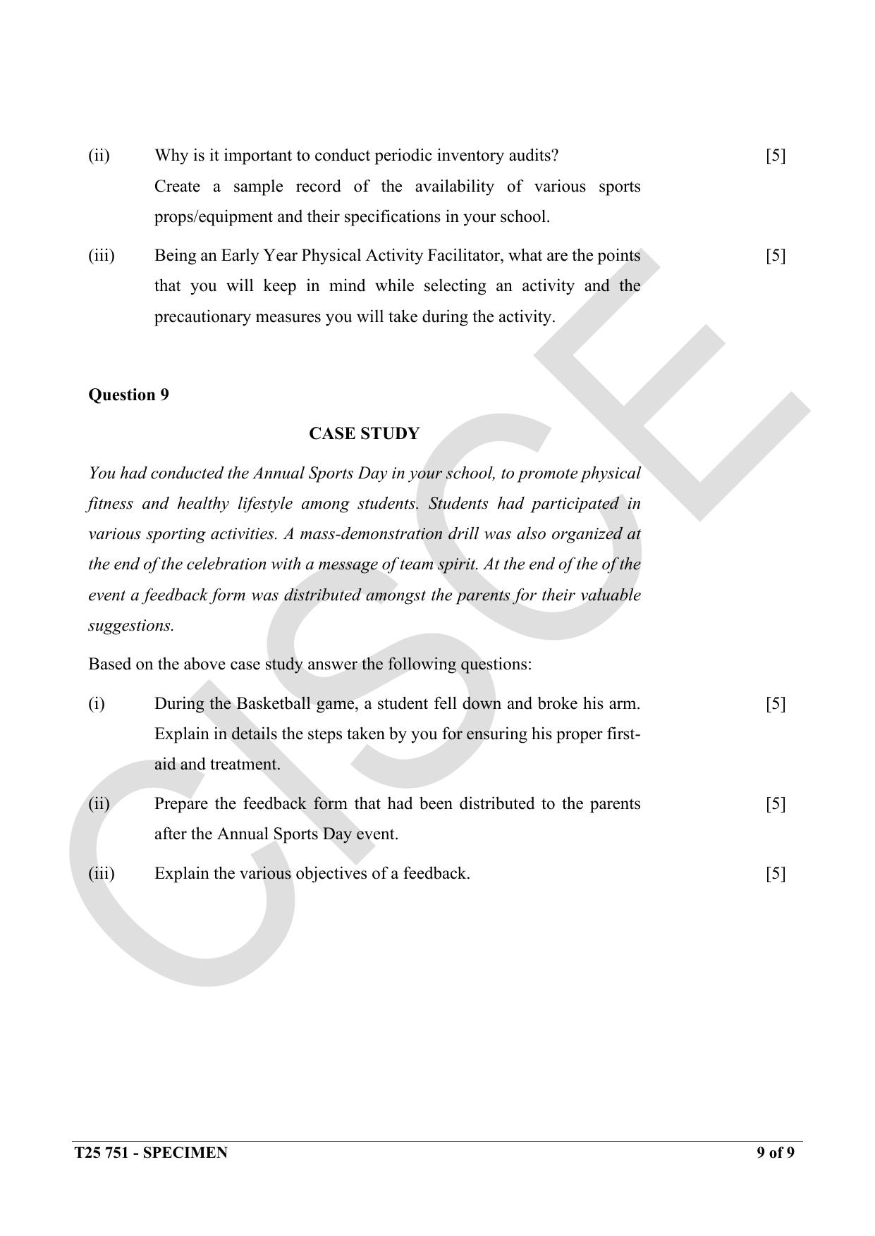 ICSE Class 10 2025 Early Years Physical Activity Facilitator (QP & MS) Specimen Paper - Page 9