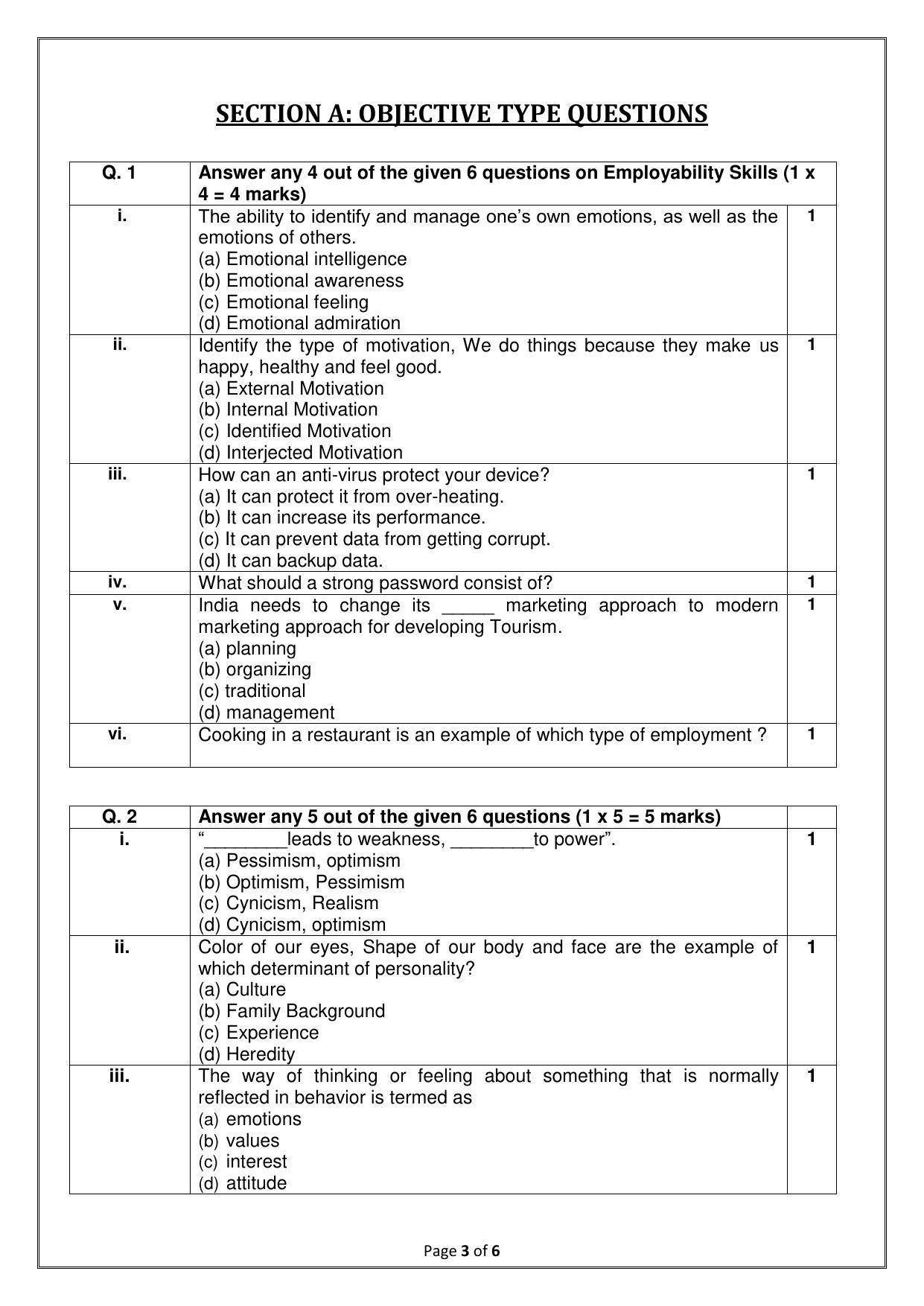 CBSE Class 10 (Skill Education) Introduction To Tourism Sample Papers 2023 - Page 3