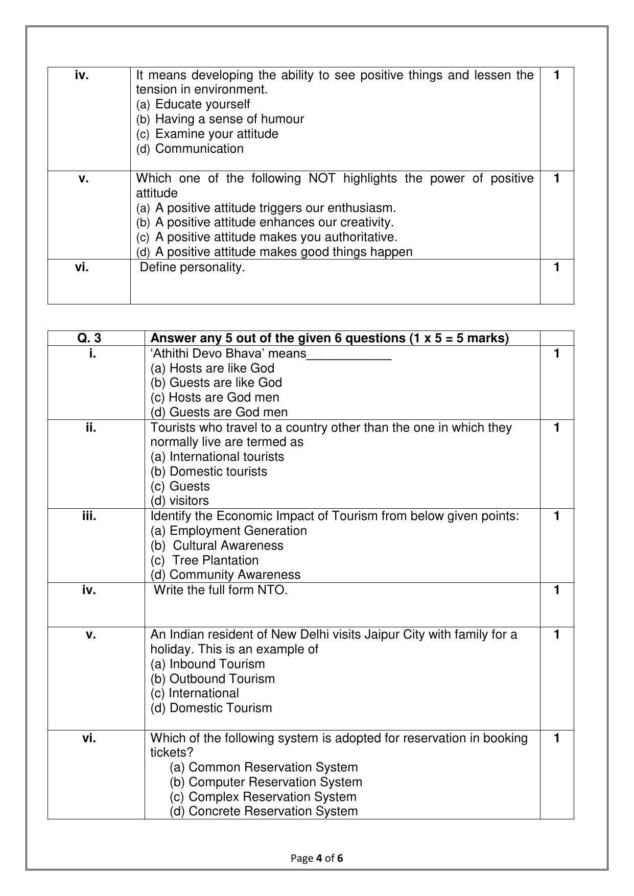 CBSE Class 10 (Skill Education) Introduction To Tourism Sample Papers 2023 - Page 4