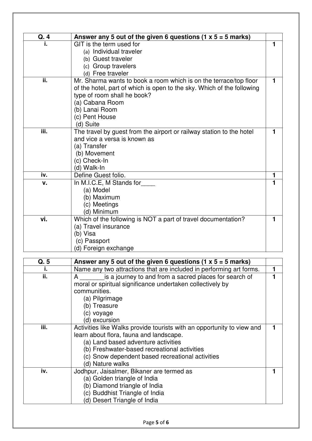 CBSE Class 10 (Skill Education) Introduction To Tourism Sample Papers 2023 - Page 5