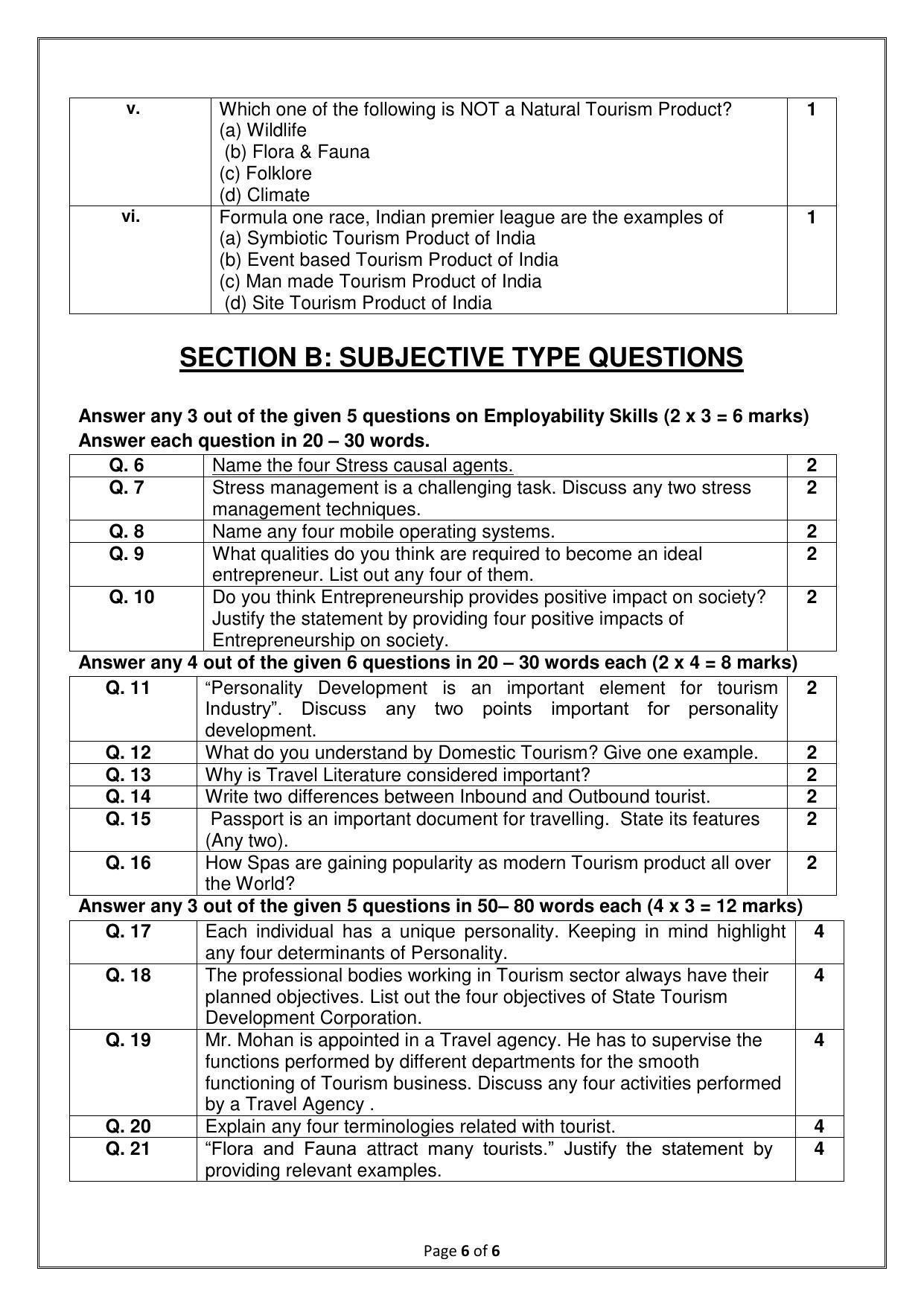 CBSE Class 10 (Skill Education) Introduction To Tourism Sample Papers 2023 - Page 6