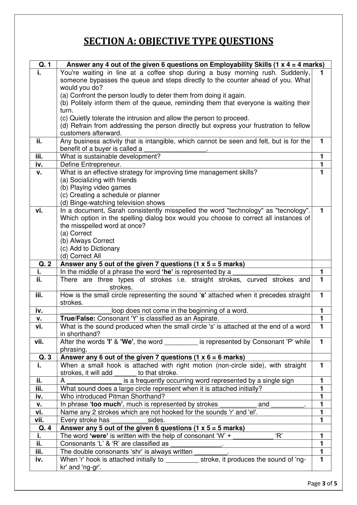 CBSE Class 11: Shorthand (English) 2025 Sample Paper - Page 3