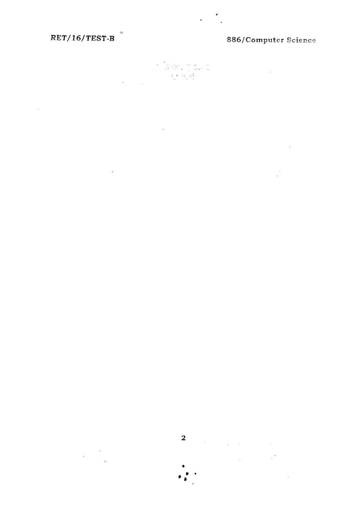 BHU RET COMPUTER SCIENCE 2016 Question Paper - Page 2