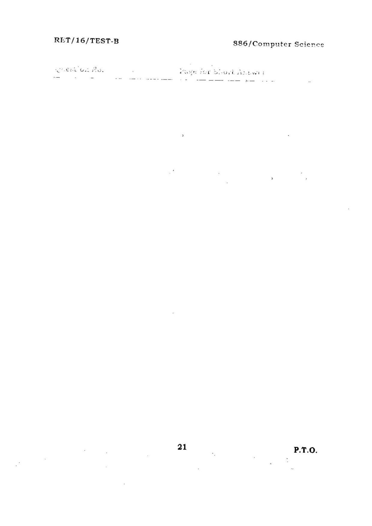 BHU RET COMPUTER SCIENCE 2016 Question Paper - Page 21
