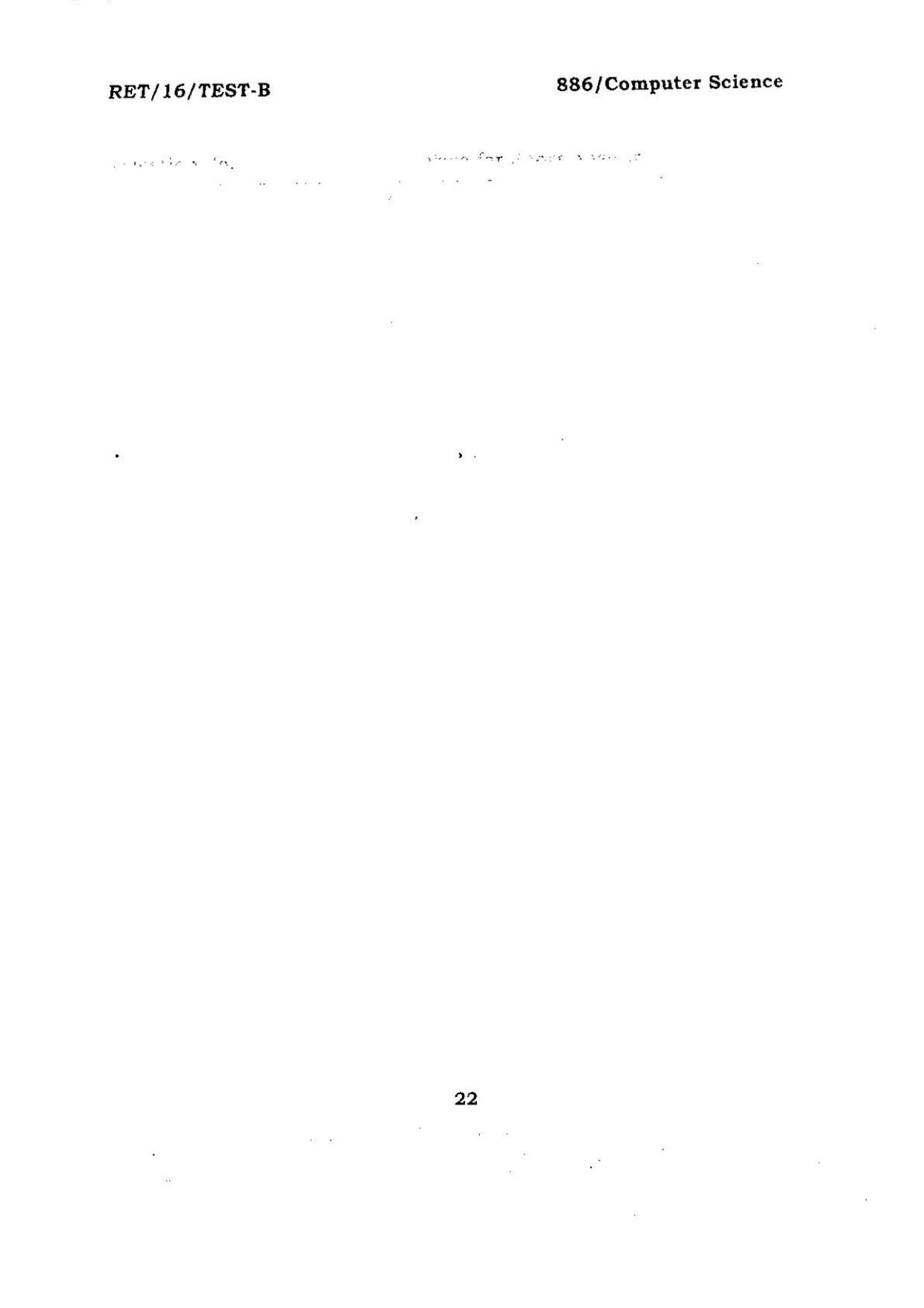 BHU RET COMPUTER SCIENCE 2016 Question Paper - Page 22