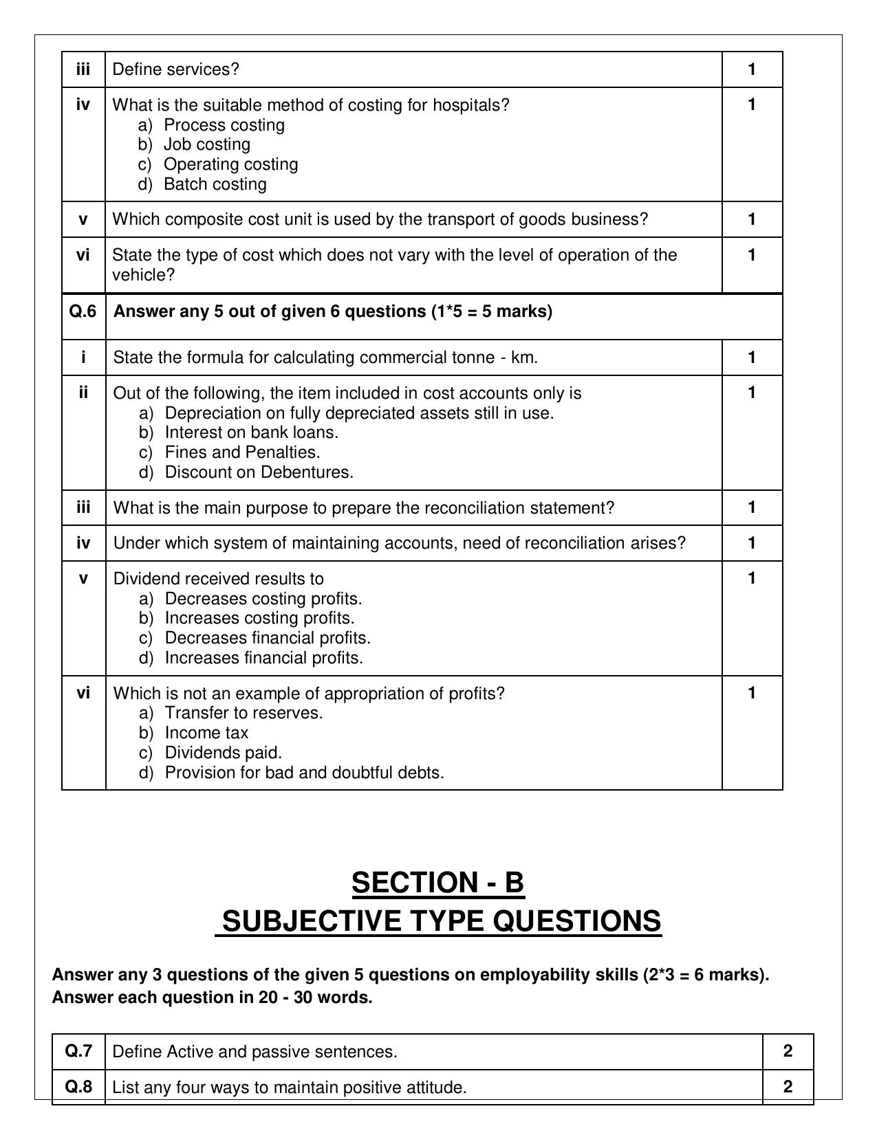 CBSE Class 12 (Skill Education) Cost Accounting 2024 Sample Paper - Page 5