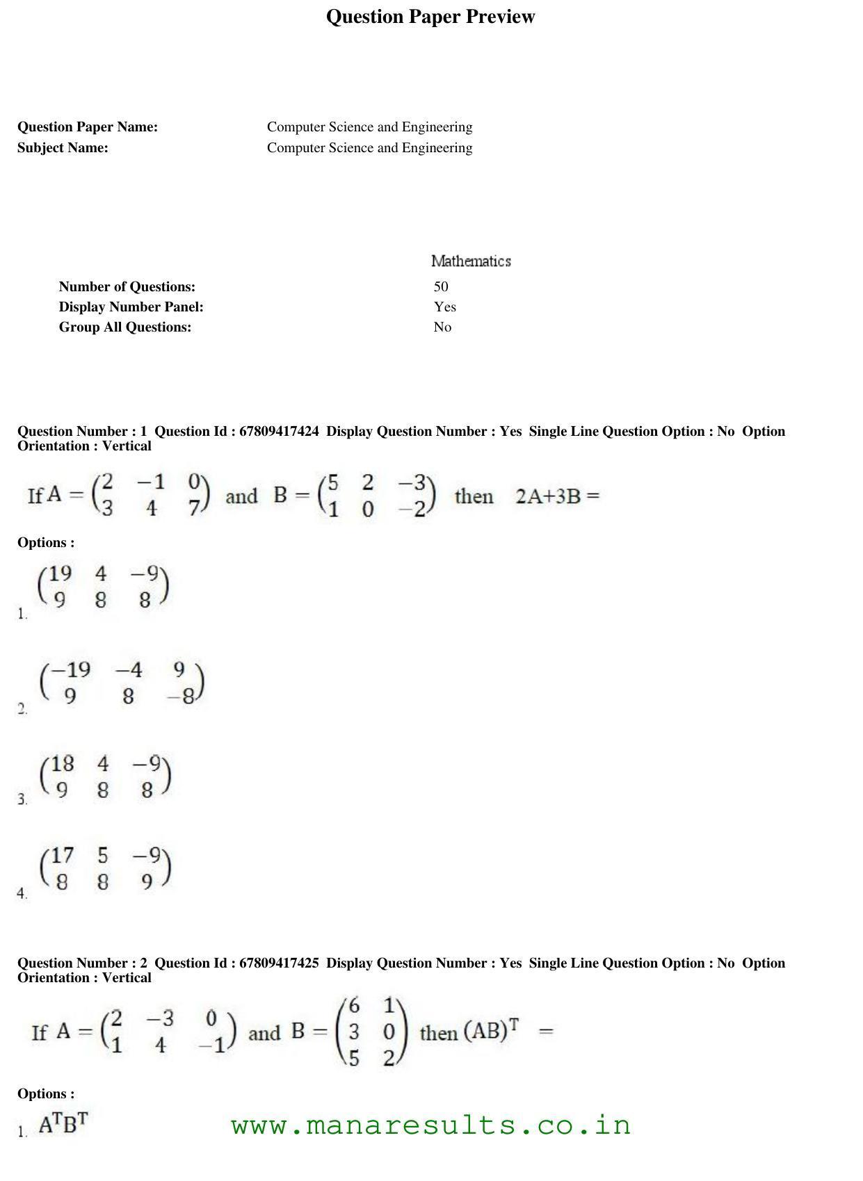 AP ECET 2018 - Computer Science Engineering Old Previous Question Papers - Page 1