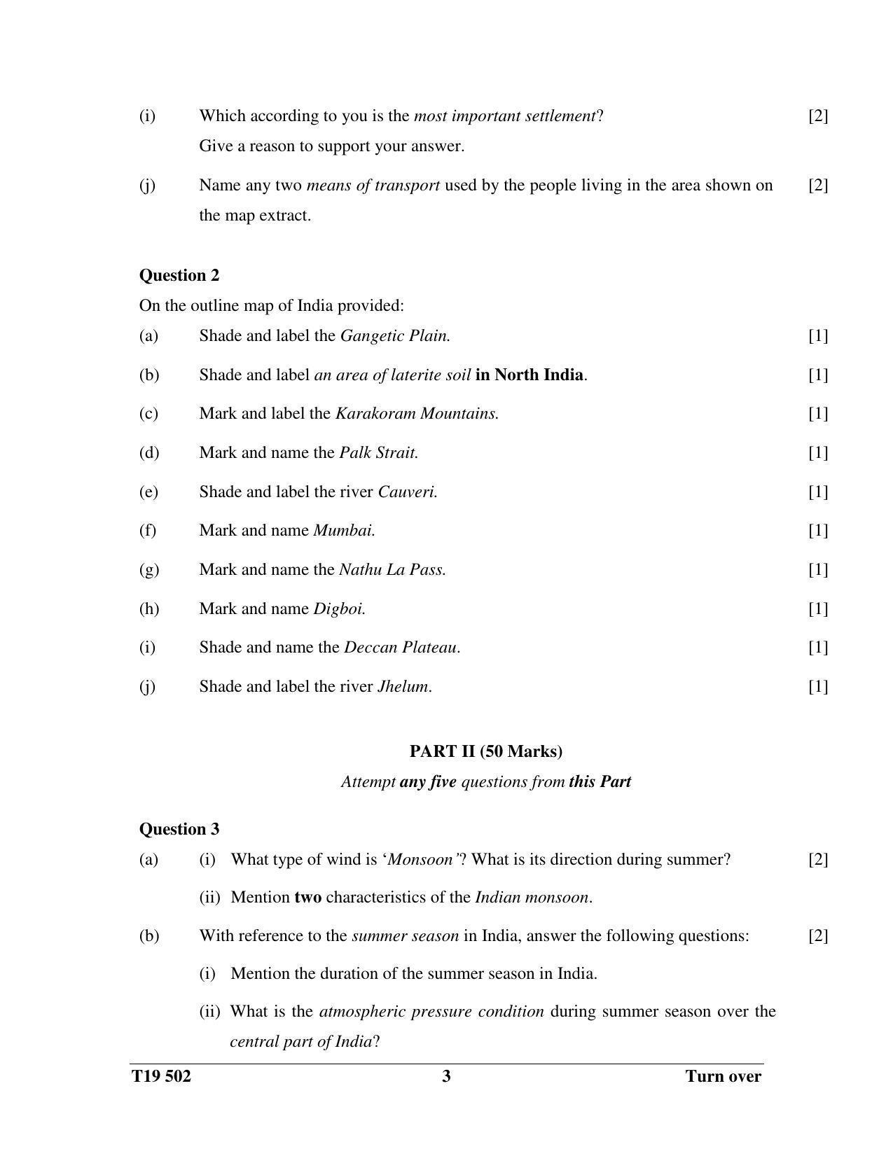 ICSE Class 10 History & Civics - H.C.G. - Paper 2 2019 Question Paper - Page 3