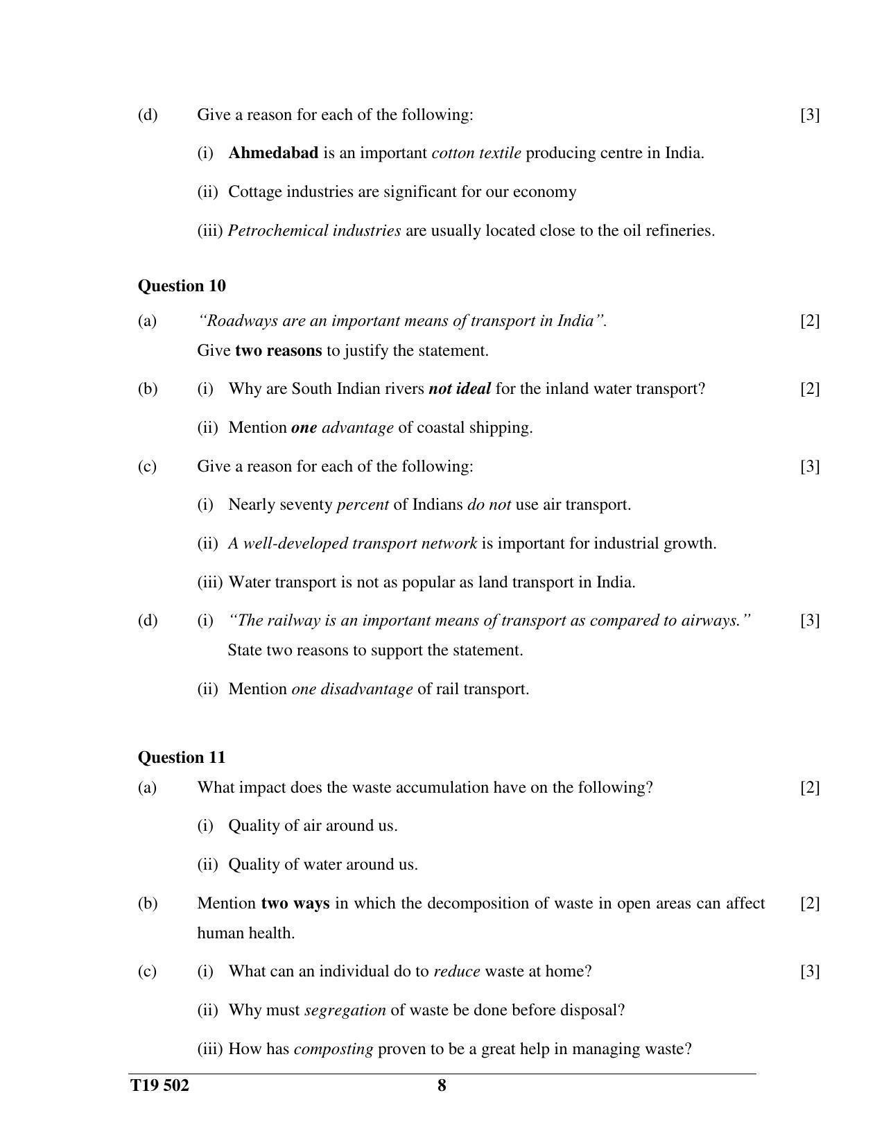 ICSE Class 10 History & Civics - H.C.G. - Paper 2 2019 Question Paper - Page 8