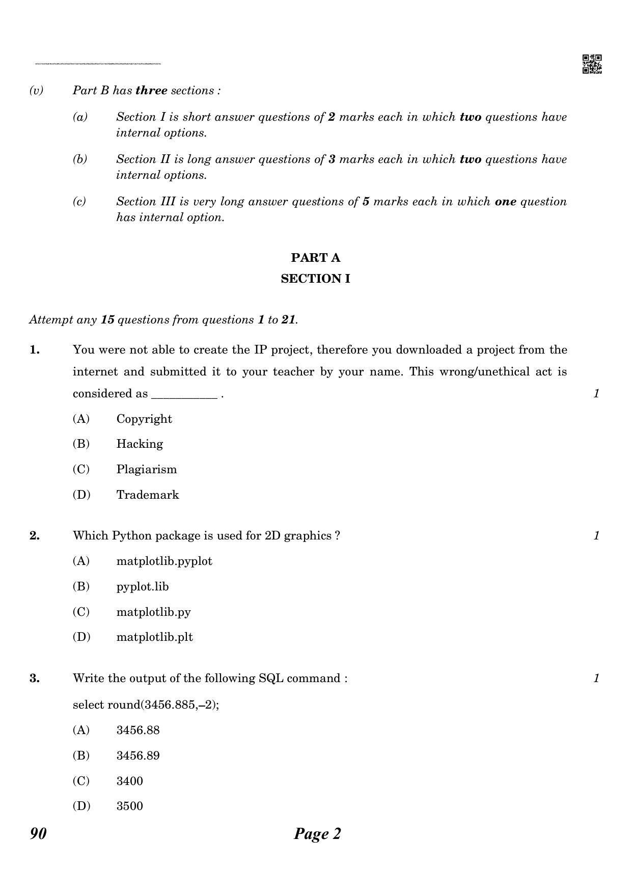 CBSE Class 12 QP_065_informatic_practice_new 2021 Compartment Question Paper - Page 2