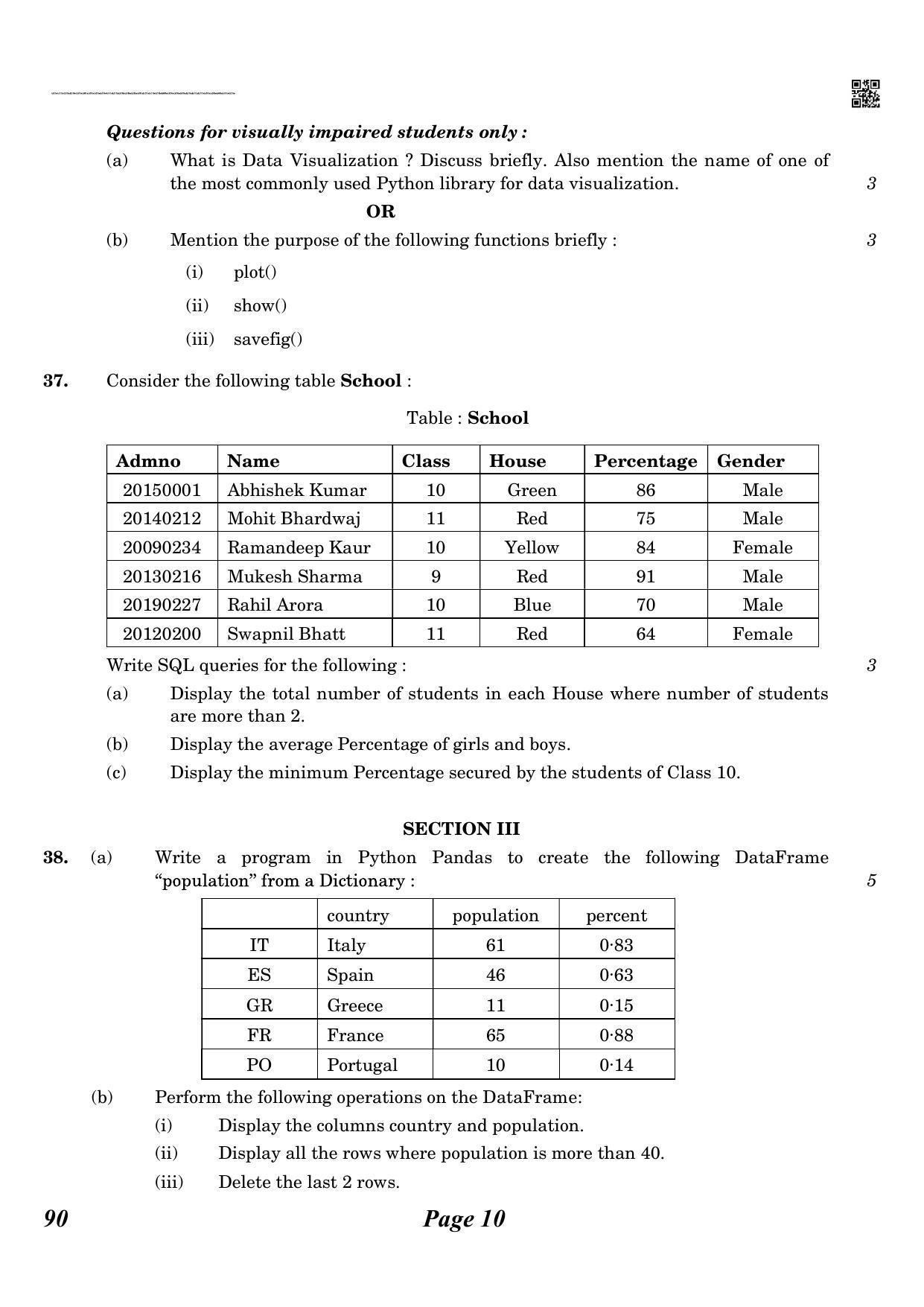 CBSE Class 12 QP_065_informatic_practice_new 2021 Compartment Question Paper - Page 10