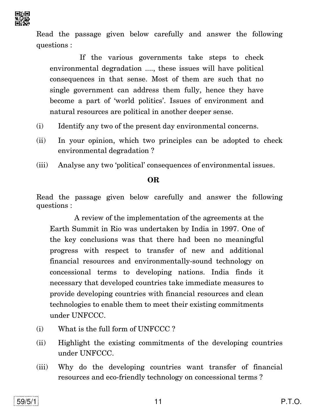 CBSE Class 12 59-5-1 Political Science 2019 Question Paper - Page 11