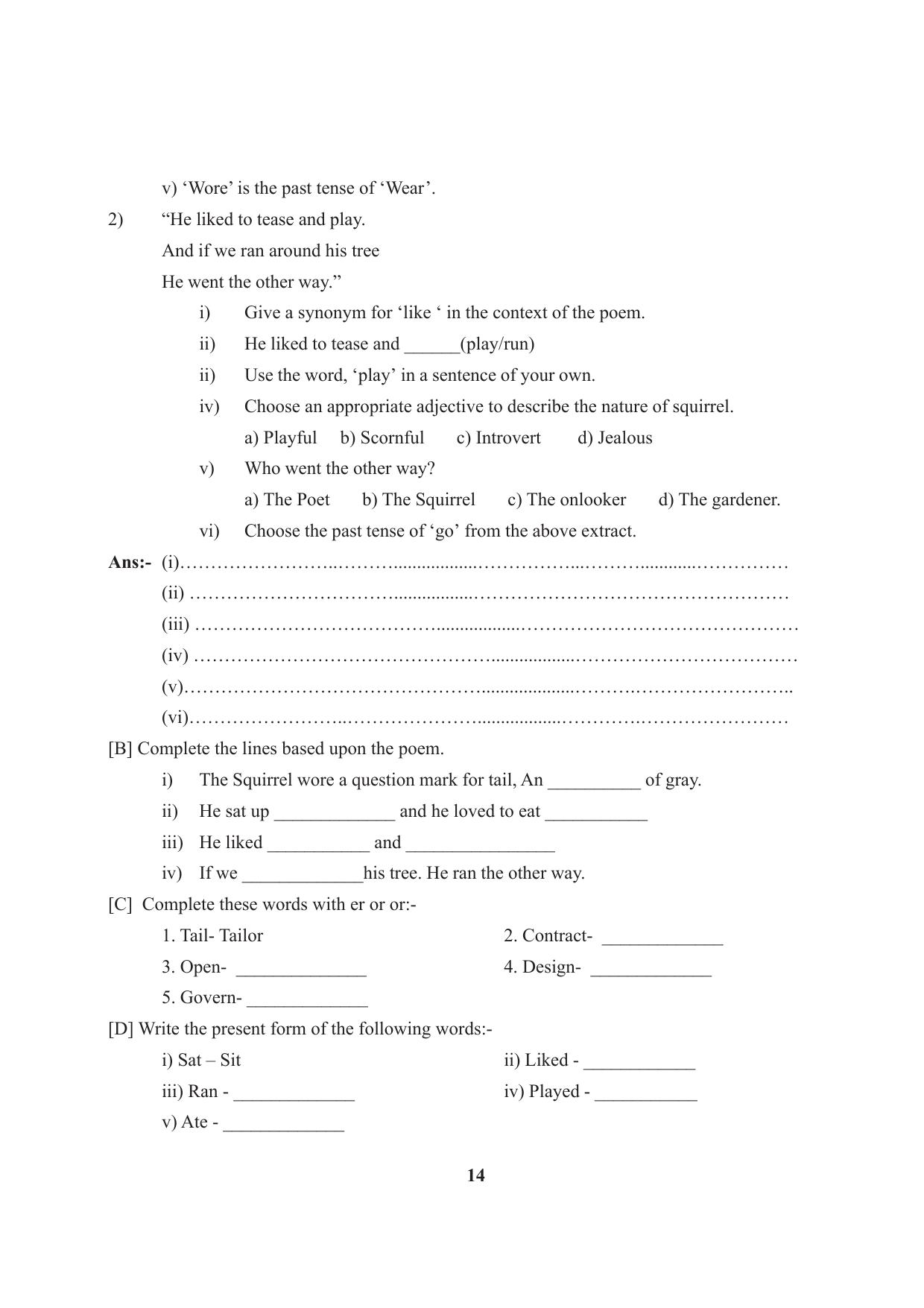 Tripura Board Class 7 English Workbooks - Page 14