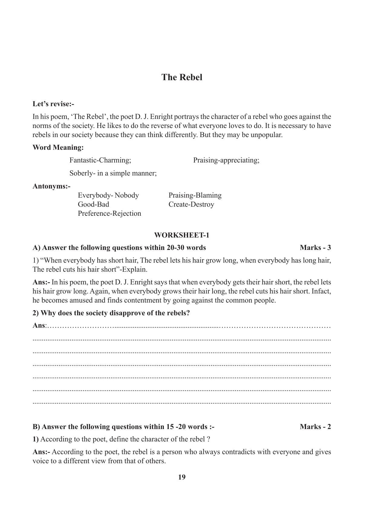 Tripura Board Class 7 English Workbooks - Page 19