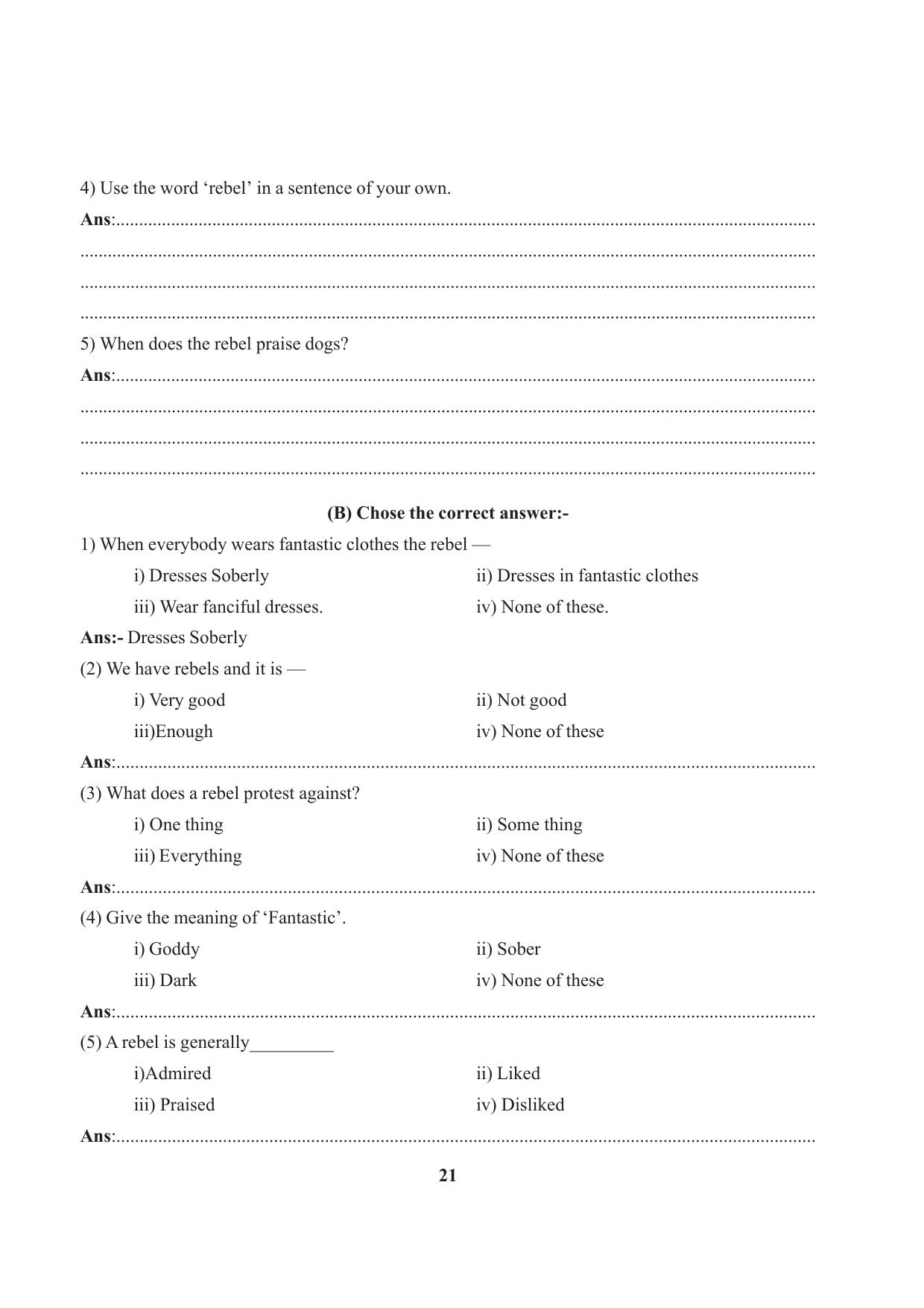 Tripura Board Class 7 English Workbooks - Page 21