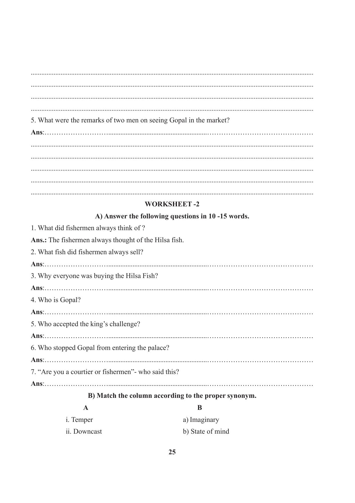 Tripura Board Class 7 English Workbooks - Page 25
