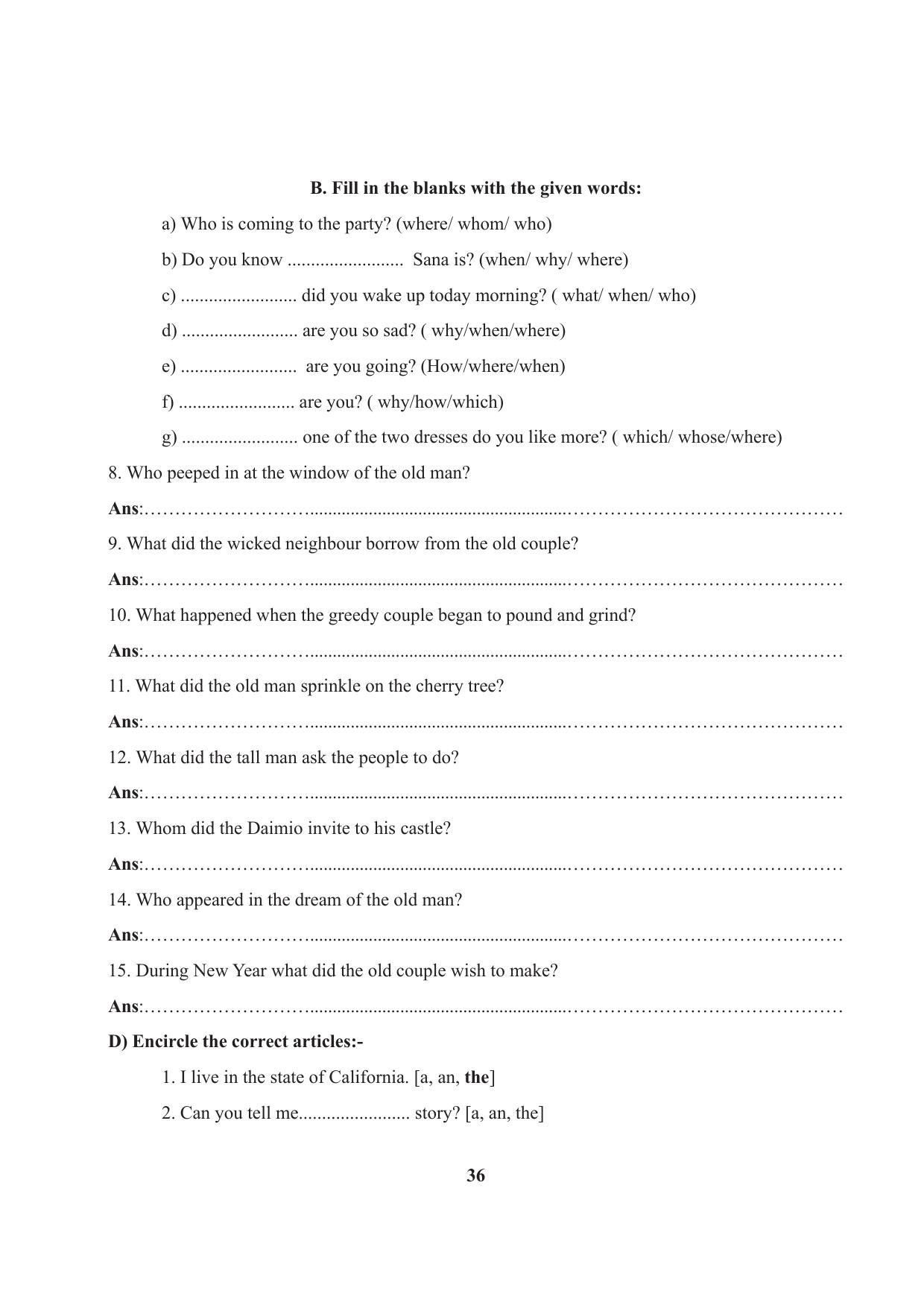 Tripura Board Class 7 English Workbooks - Page 36