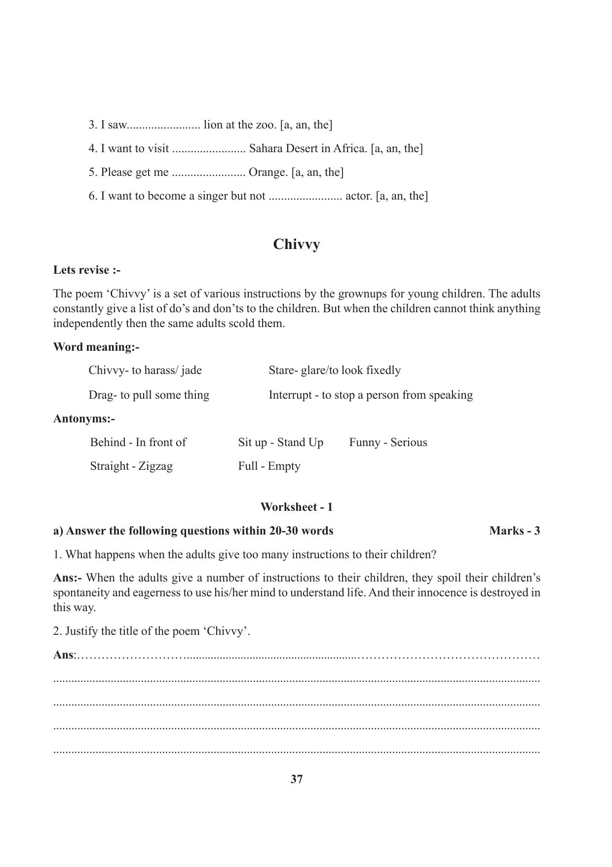 Tripura Board Class 7 English Workbooks - Page 37