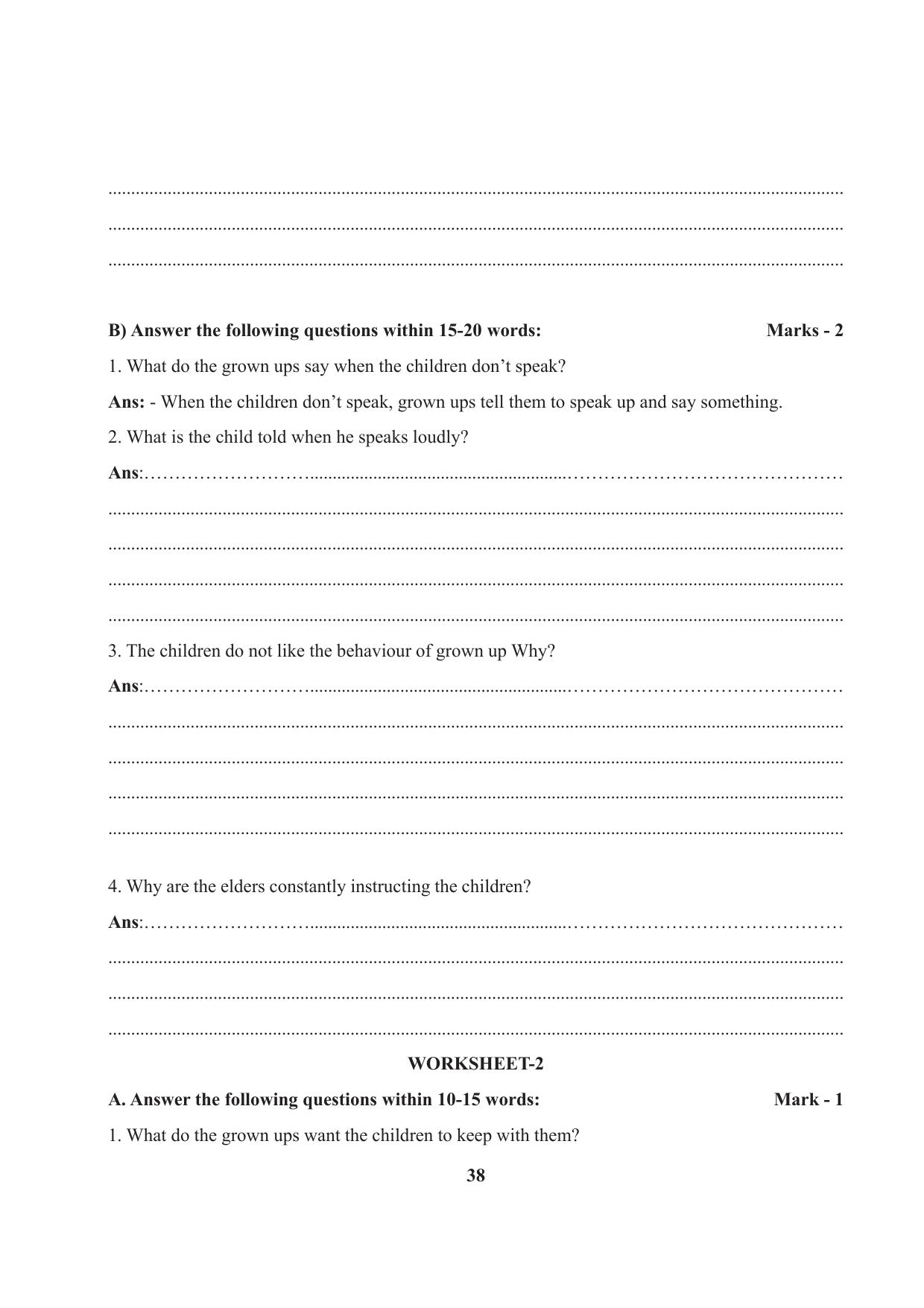 Tripura Board Class 7 English Workbooks - Page 38